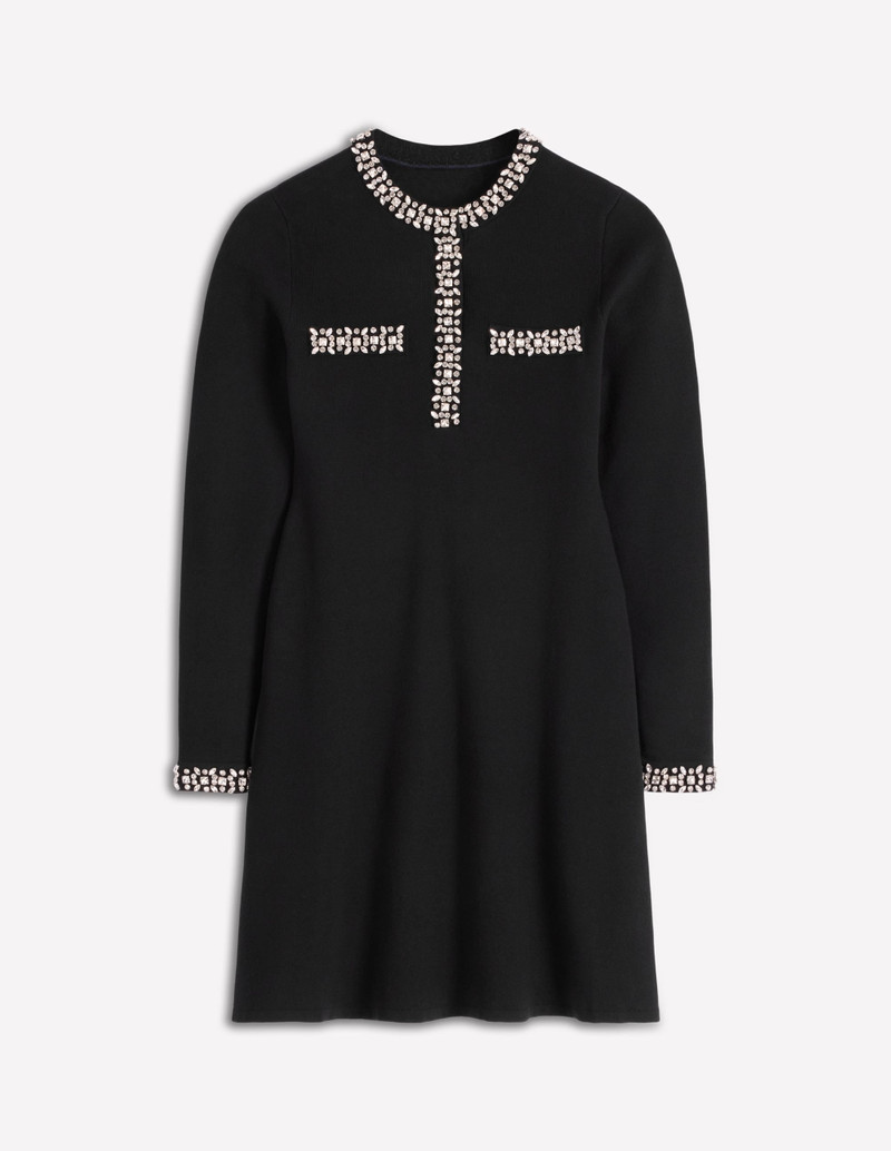 Embellished Knitted Dress-Black 1
