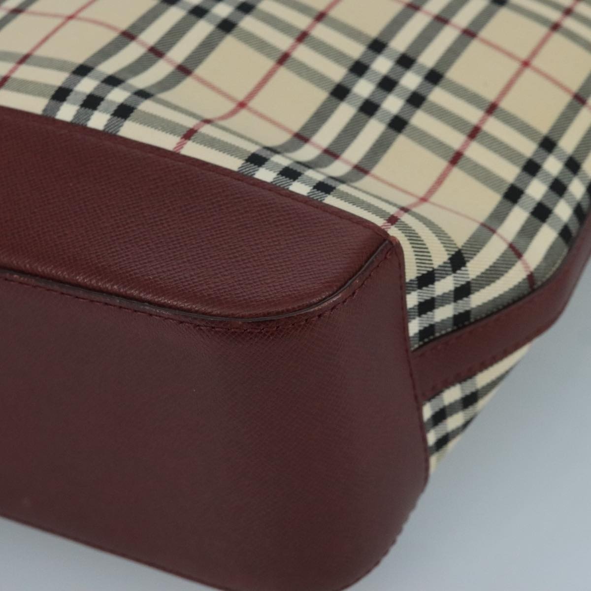 Burberry Nova Check Tote Bag Canvas Leather Beige Red Gold - 9