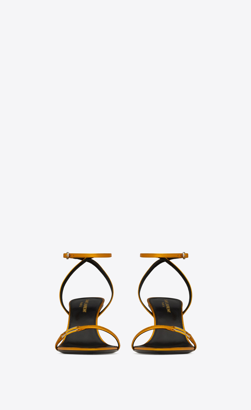 SAINT LAURENT kitty sandals in metallic leather outlook
