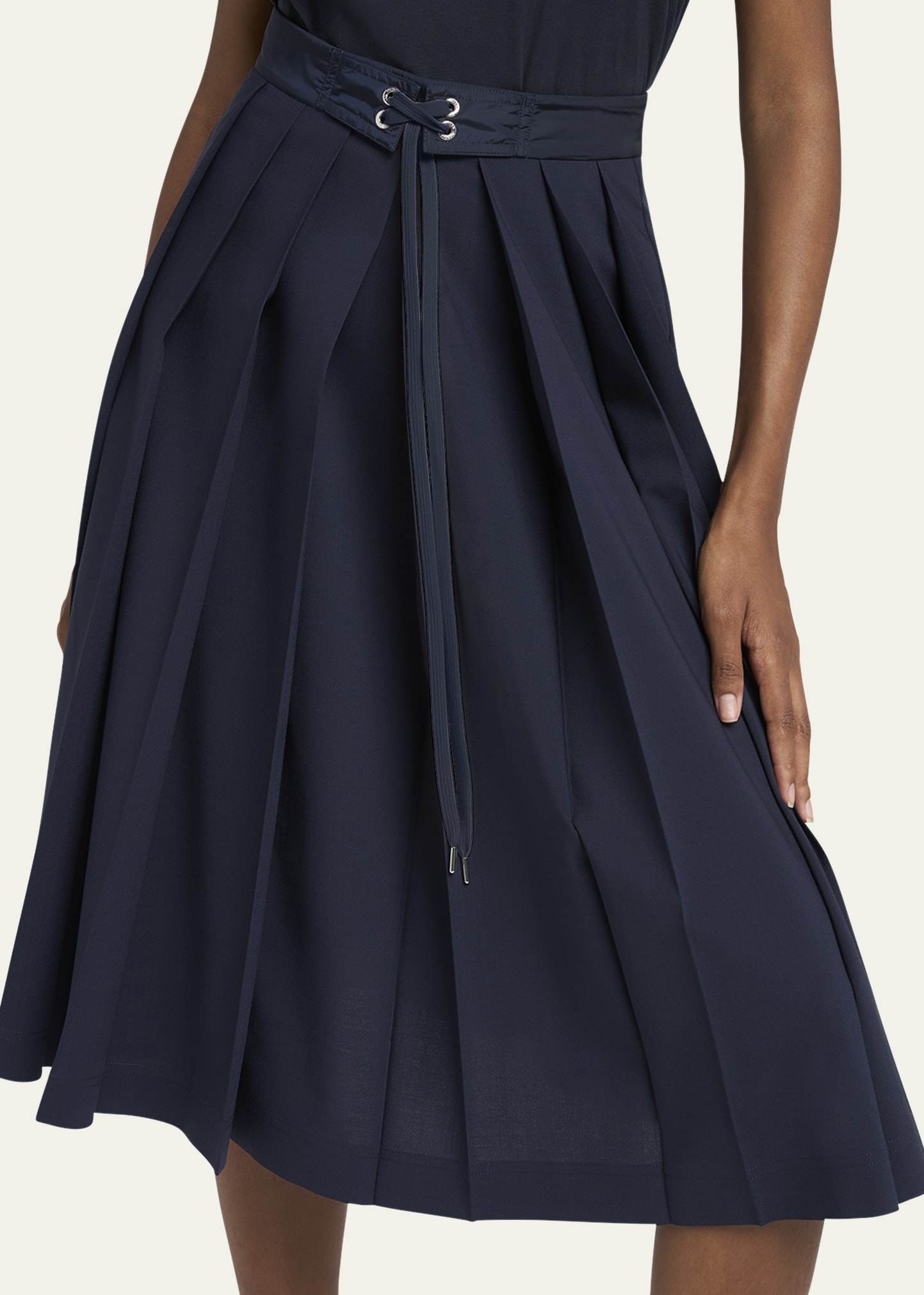 Pleated A-Line Midi Skirt - 5