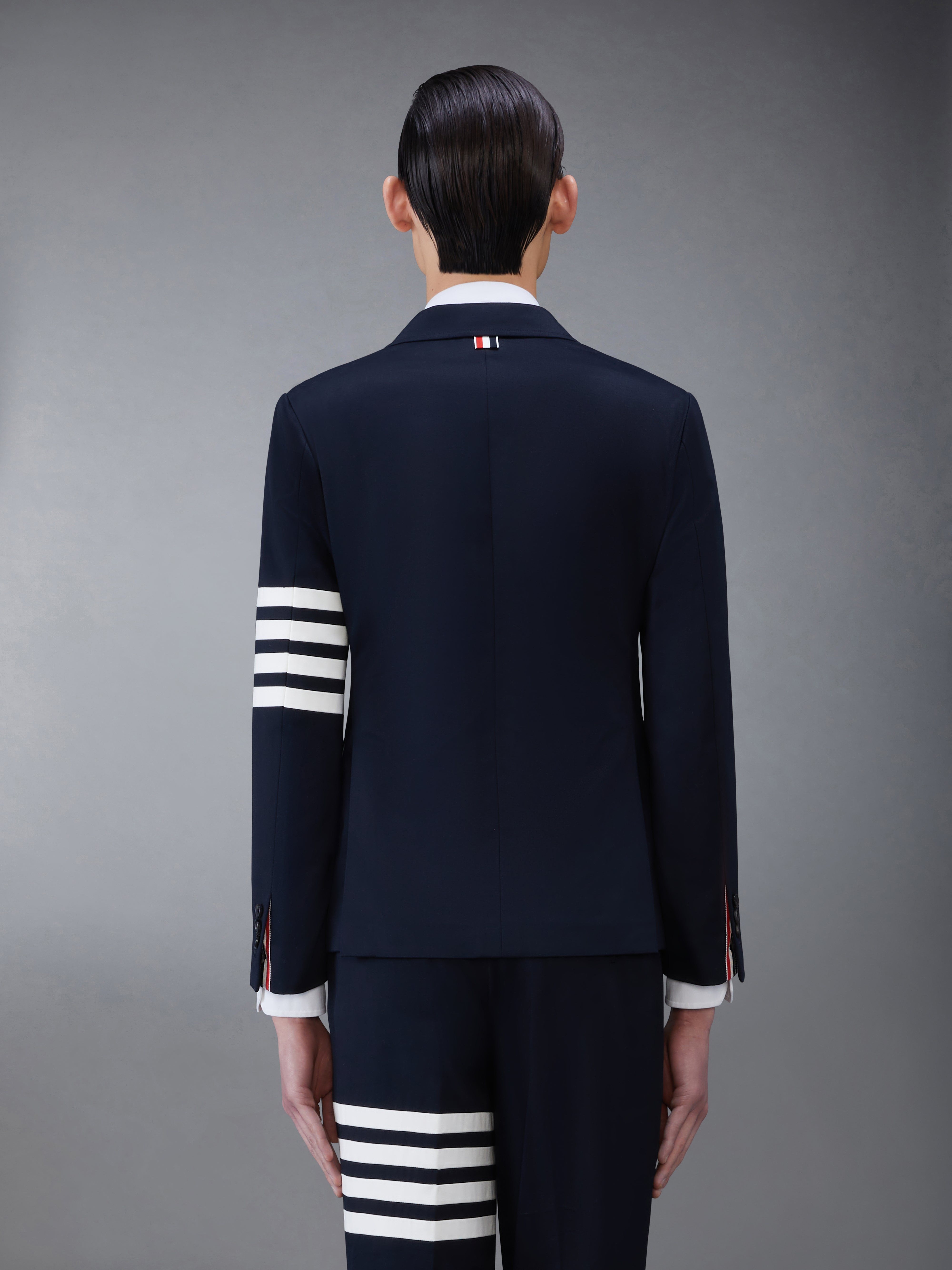 Navy Cotton Unconstructed Single Breasted 4-Bar Classic Jacket - 2