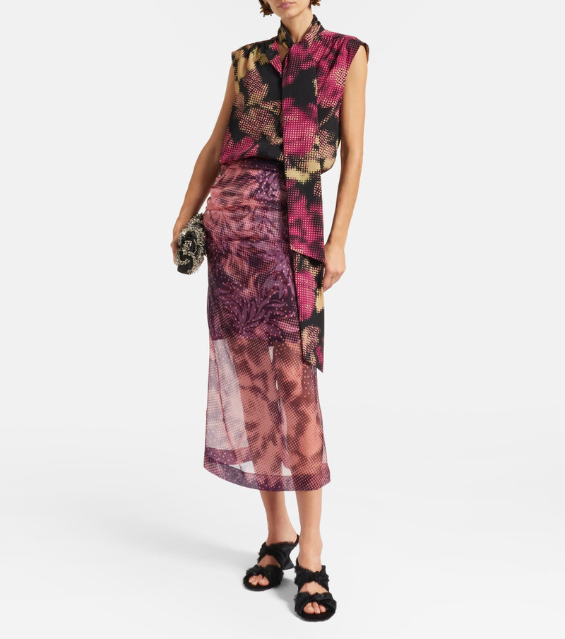 Dries Van Noten Printed tie-neck top outlook