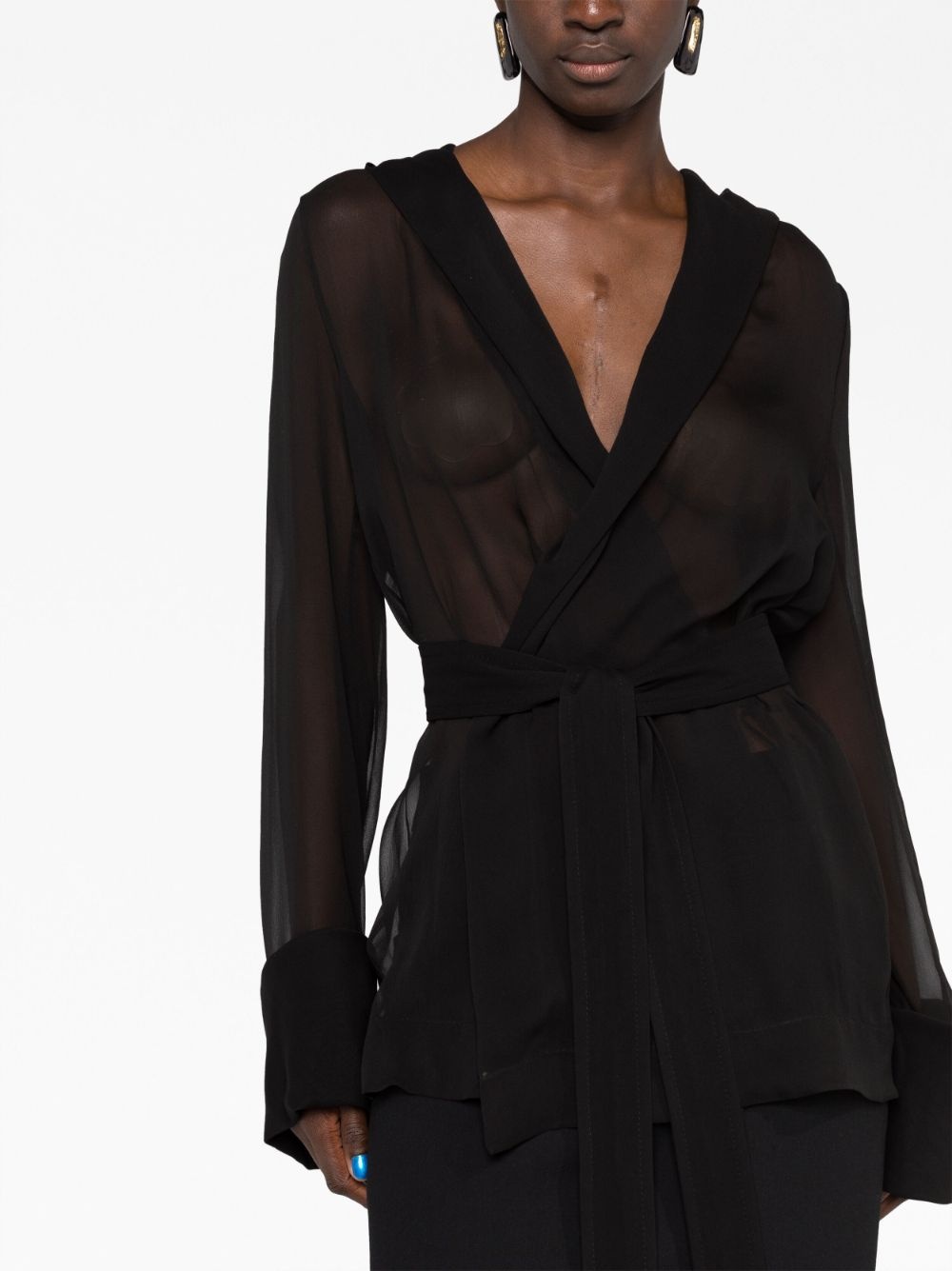 semi-sheer long-sleeve top - 5