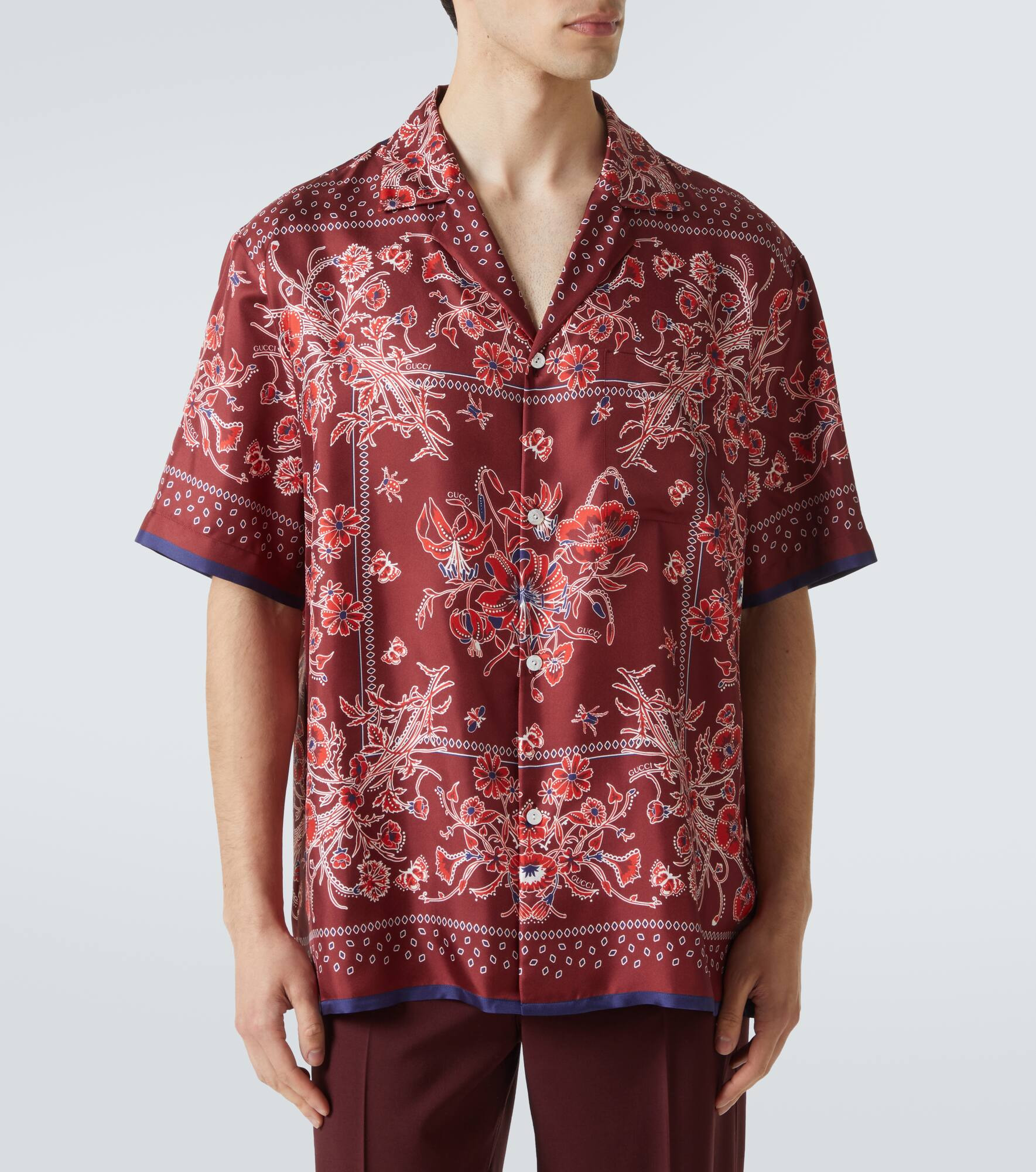 Printed silk bowling shirt - 3