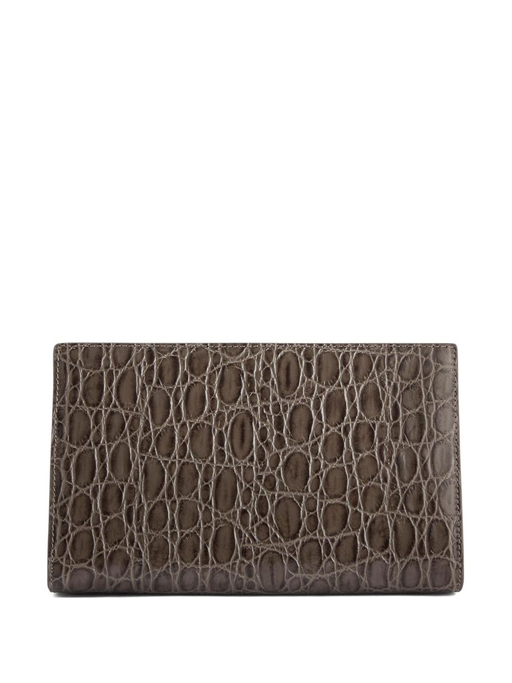 Annhita crocodile-embossed clutch bag - 2