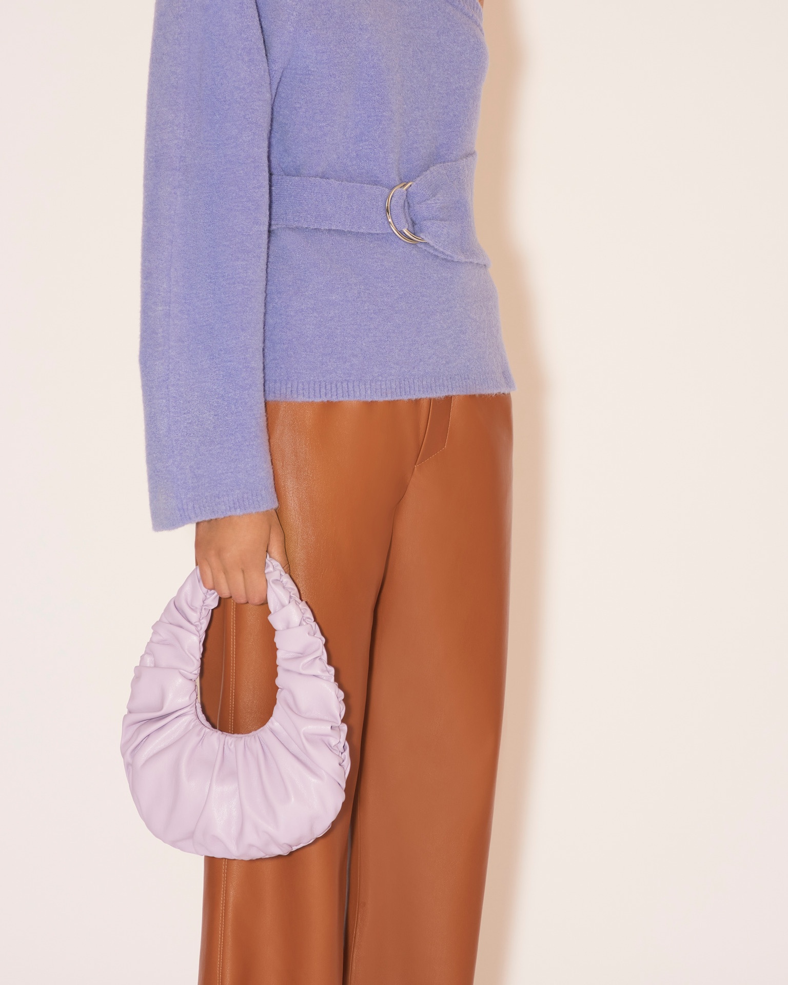 ANJA BAGUETTE MINI - OKOBOR™ alt-leather mini gathered shoulder bag - Lilac - 2