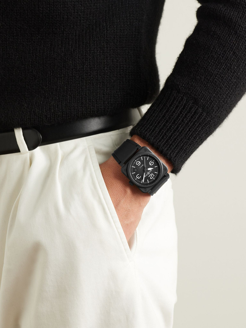 Bell & Ross BR 03 Automatic 41mm Ceramic and Rubber Watch, Ref. No. BR03A-BL-CE/SRB Black outlook