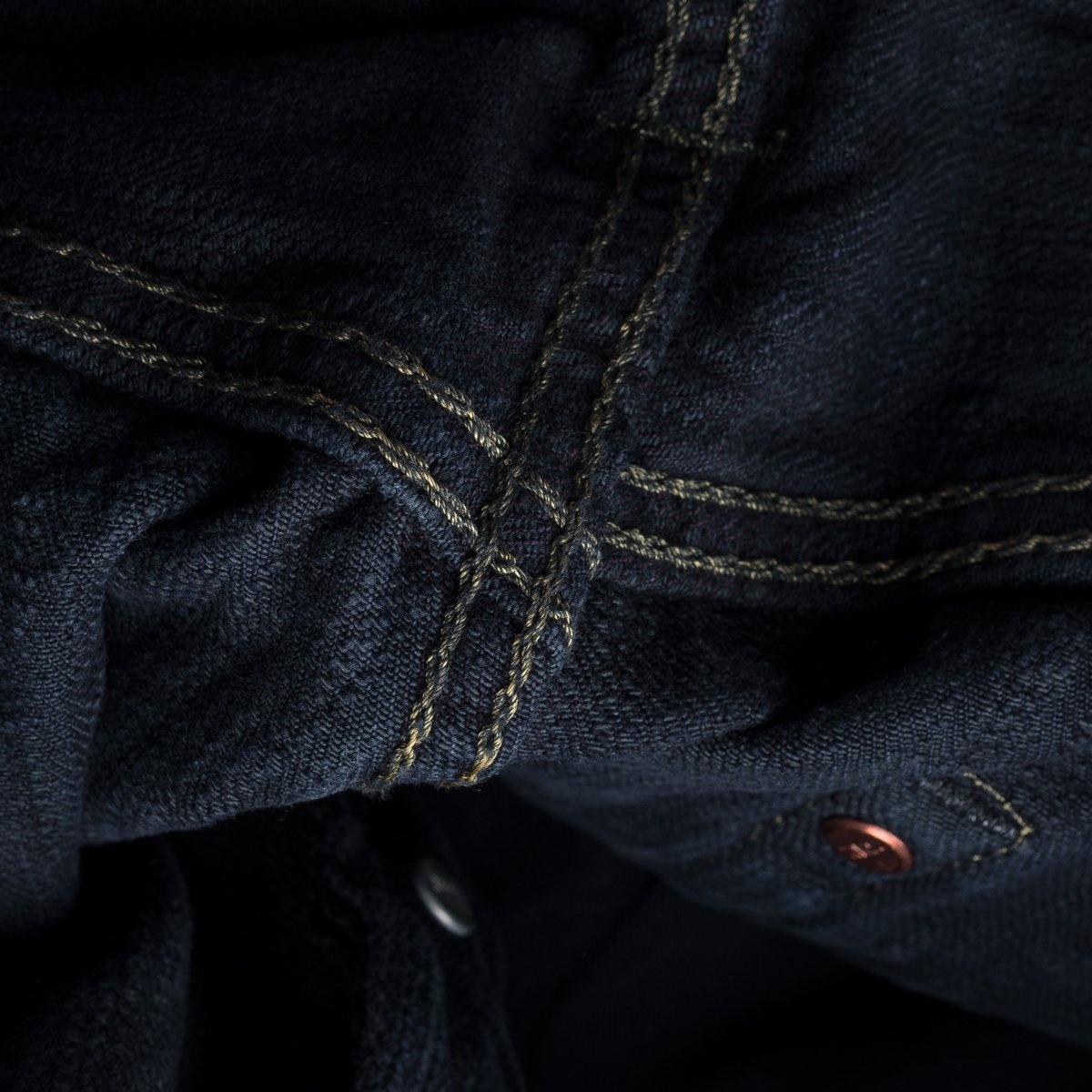 IH-888S-SLBod 16oz Slubby Selvedge Denim Relaxed Tapered Cut Jeans - Indigo Overdyed Black - 12