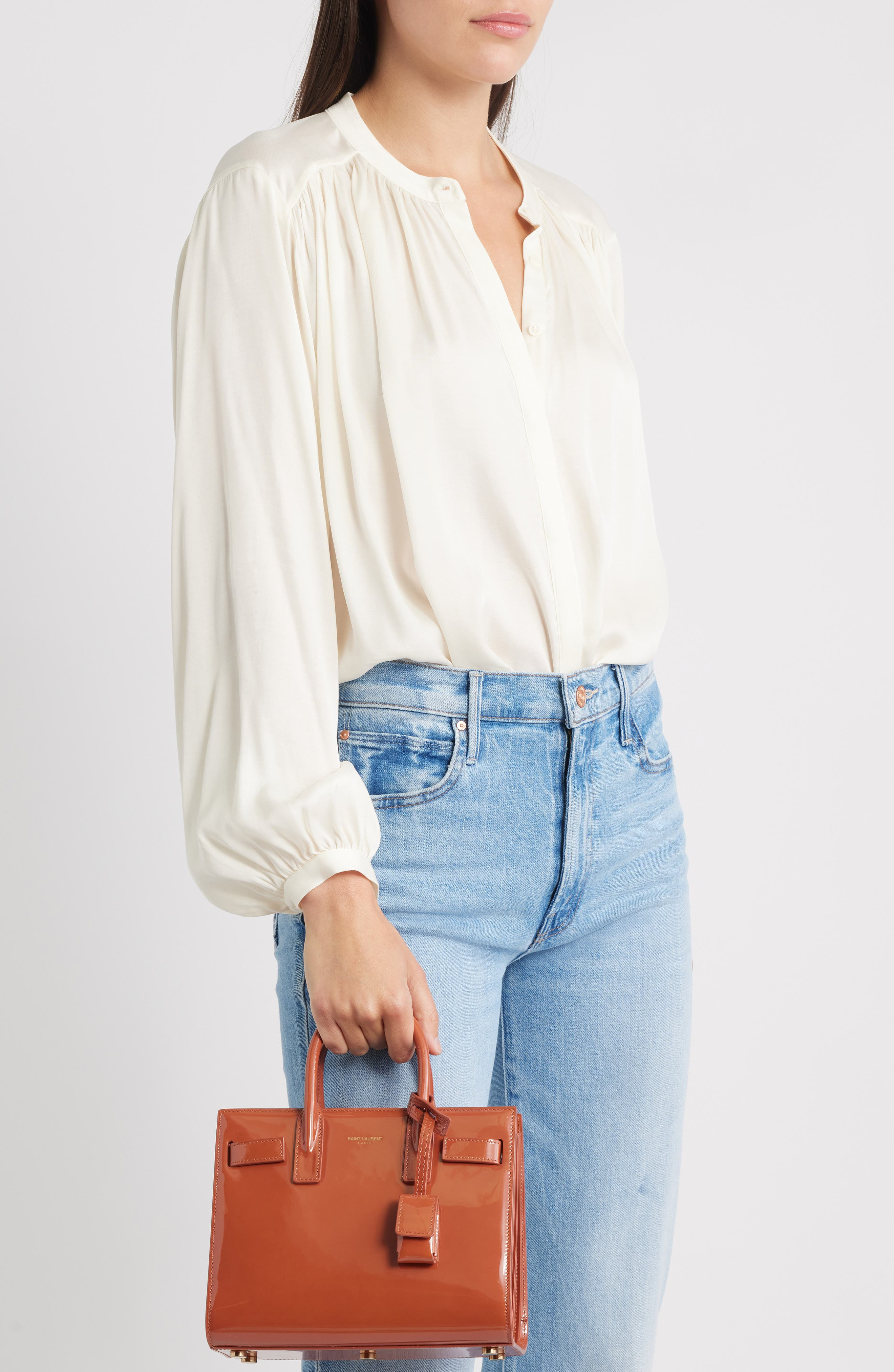 Saint Laurent Nano Sac de Jour Patent Leather Handbag in Mild Rose at Nordstrom - 3
