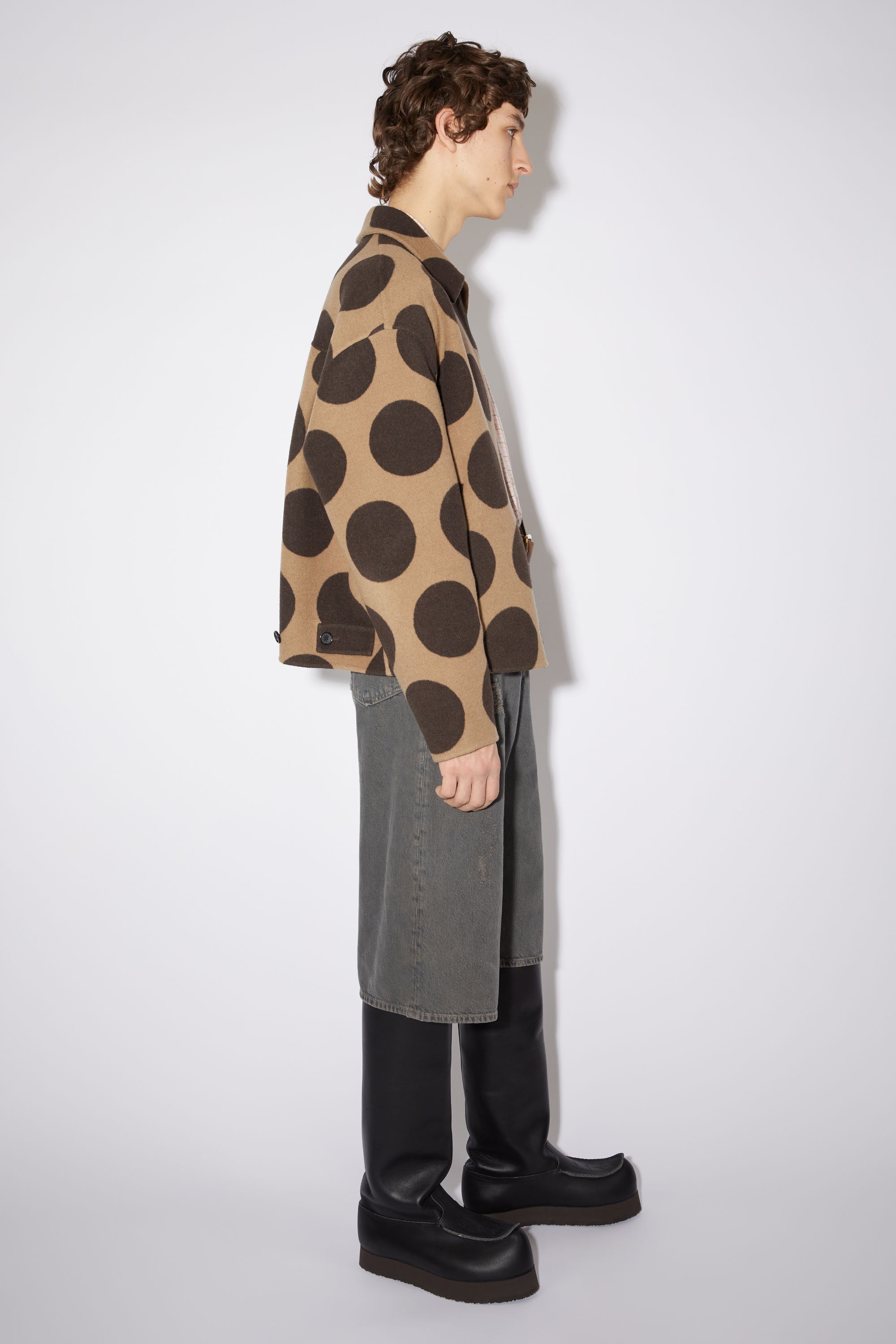 Polka dot wool jacket - Beige/brown - 4