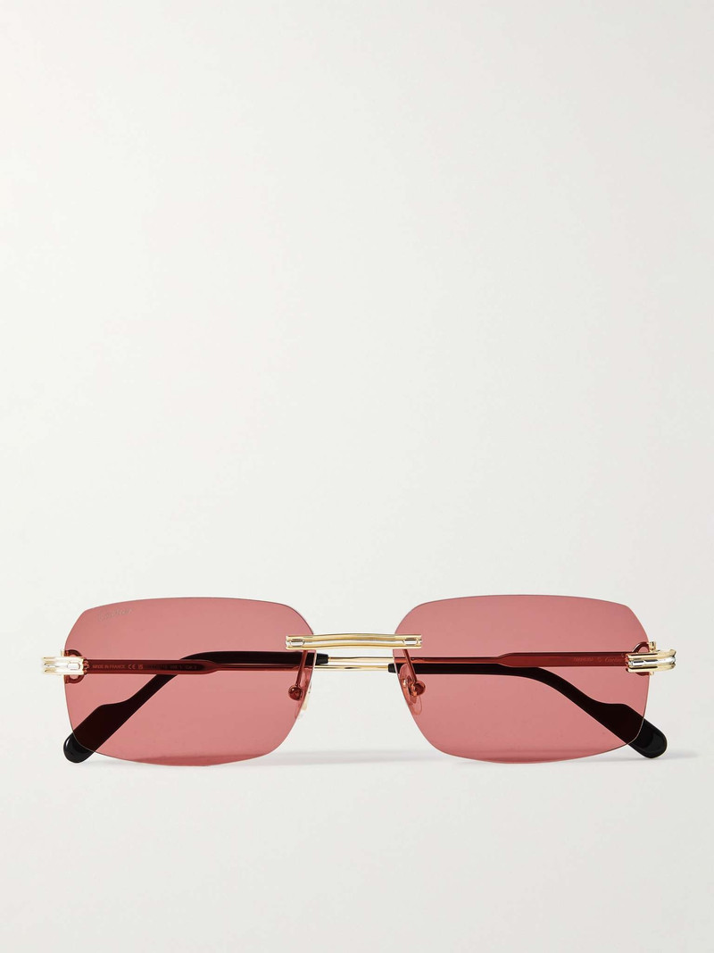 Rimless Rectangular-Frame Gold-Tone Sunglasses 1