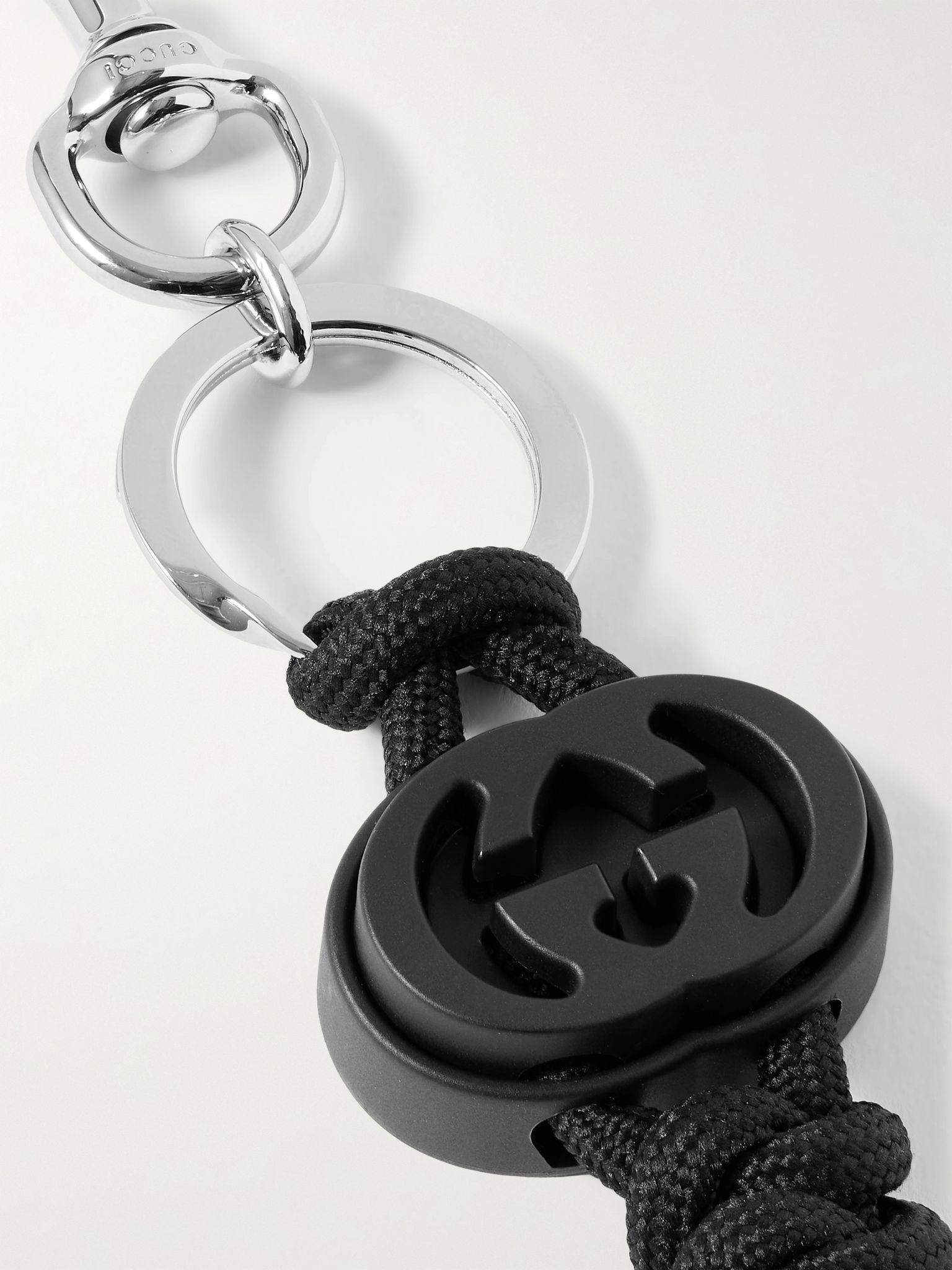 Silver-Tone, Rope and Leather Key Fob Black - 3