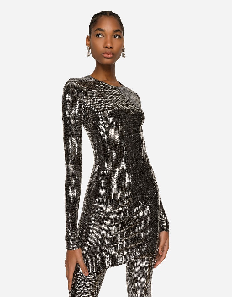 Short jersey dress with sequin embellishment - 4