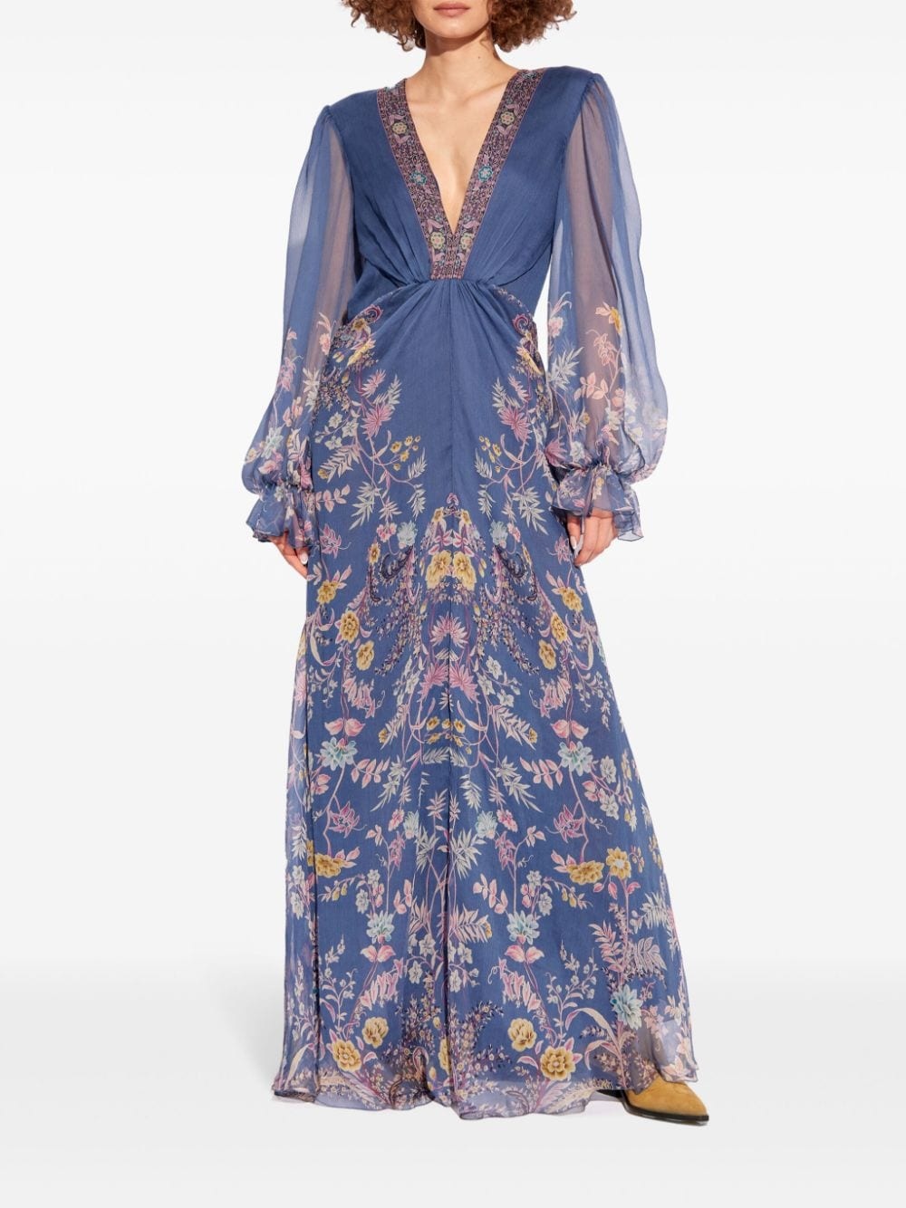 graphic-print silk maxi dress - 3