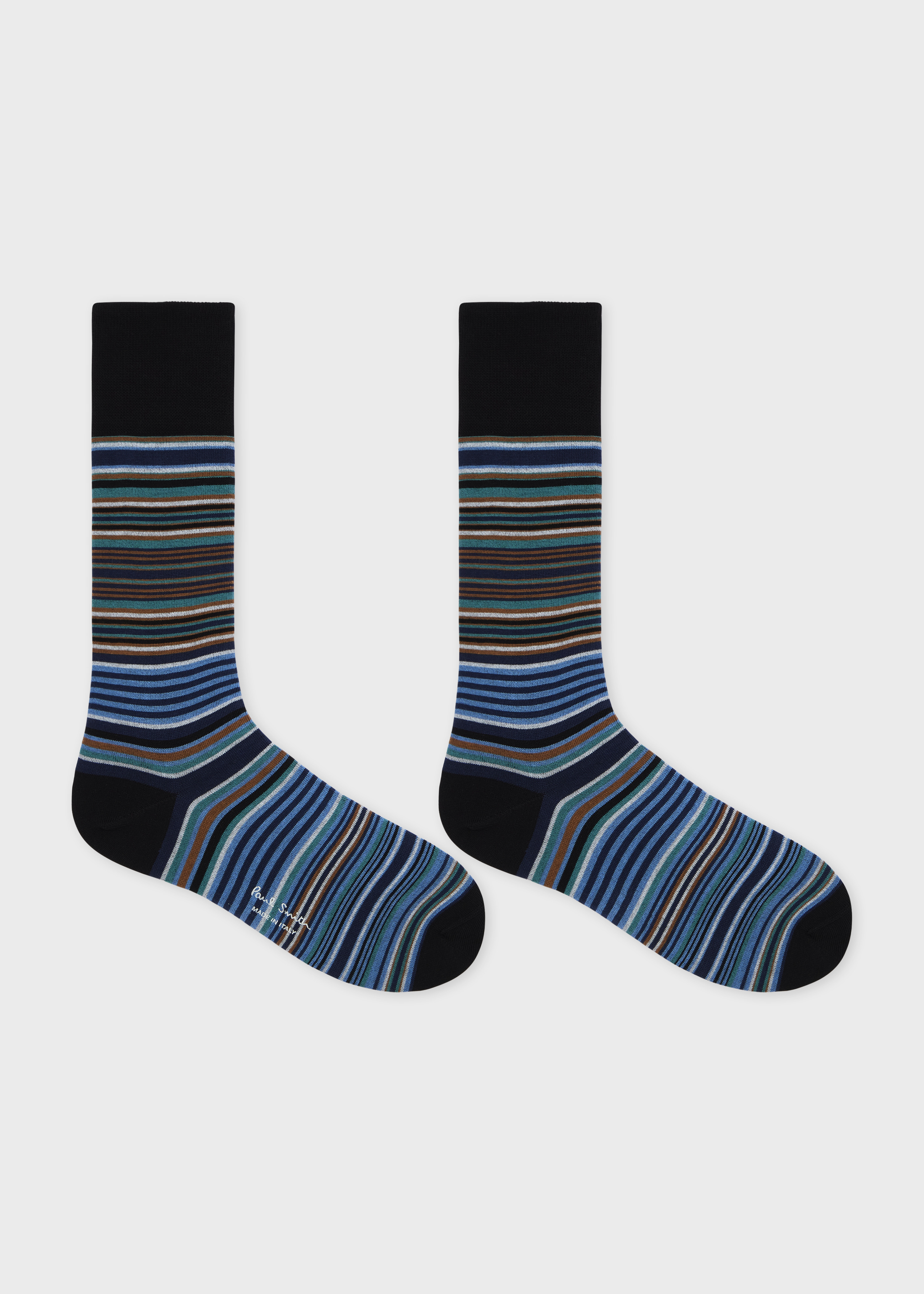 Black Cotton-Blend Stripe Socks - 2