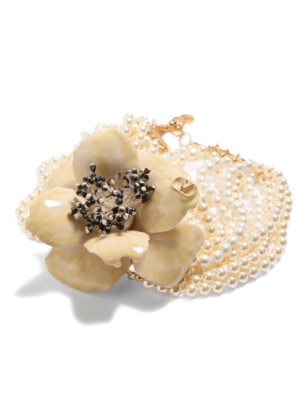 FLEUR LUMINEUSE NECKLACE IN METAL, ENAMEL, PEARLS AND FABRIC - 3