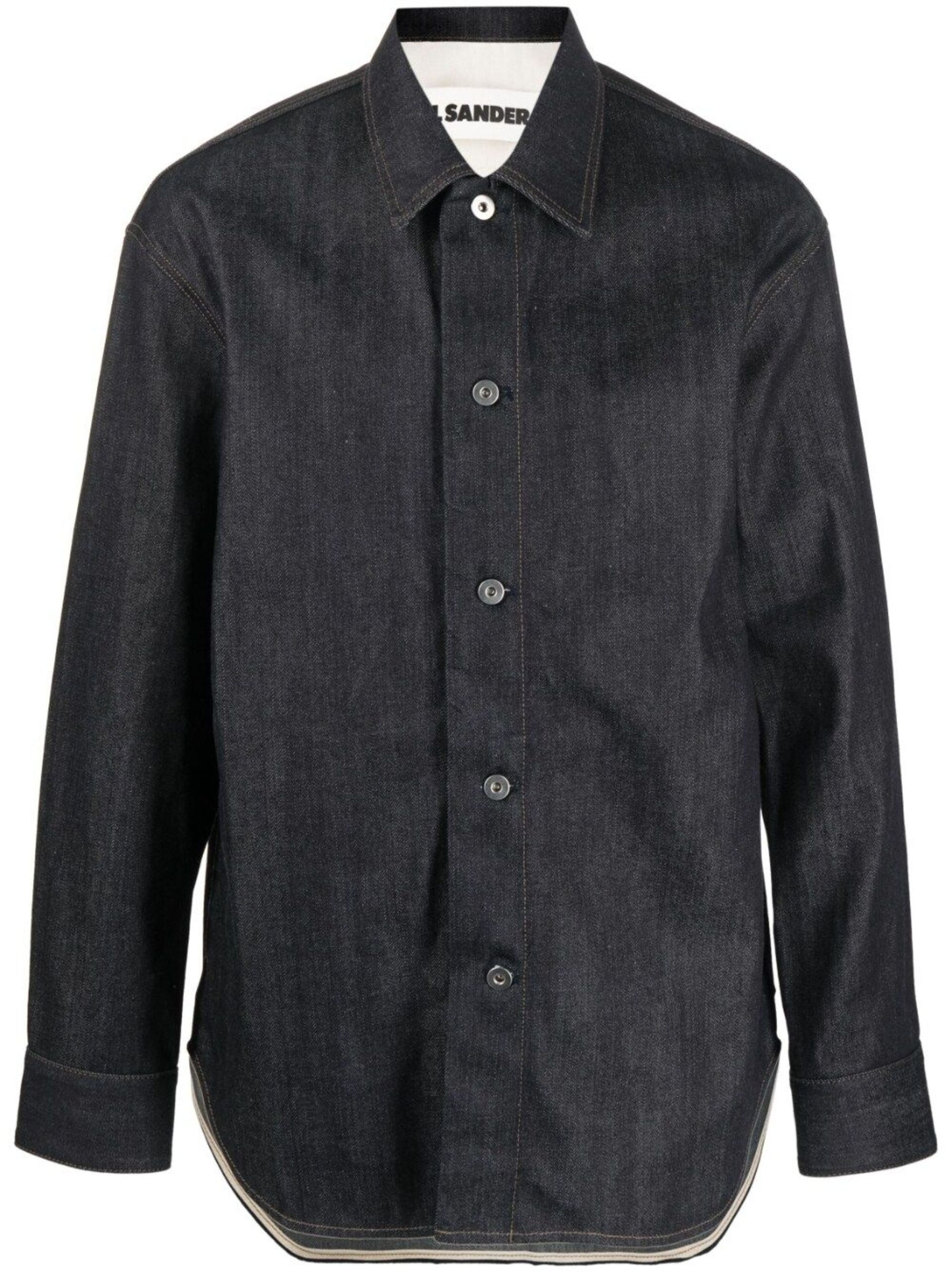Blue Long Sleeve Denim Shirt - 1