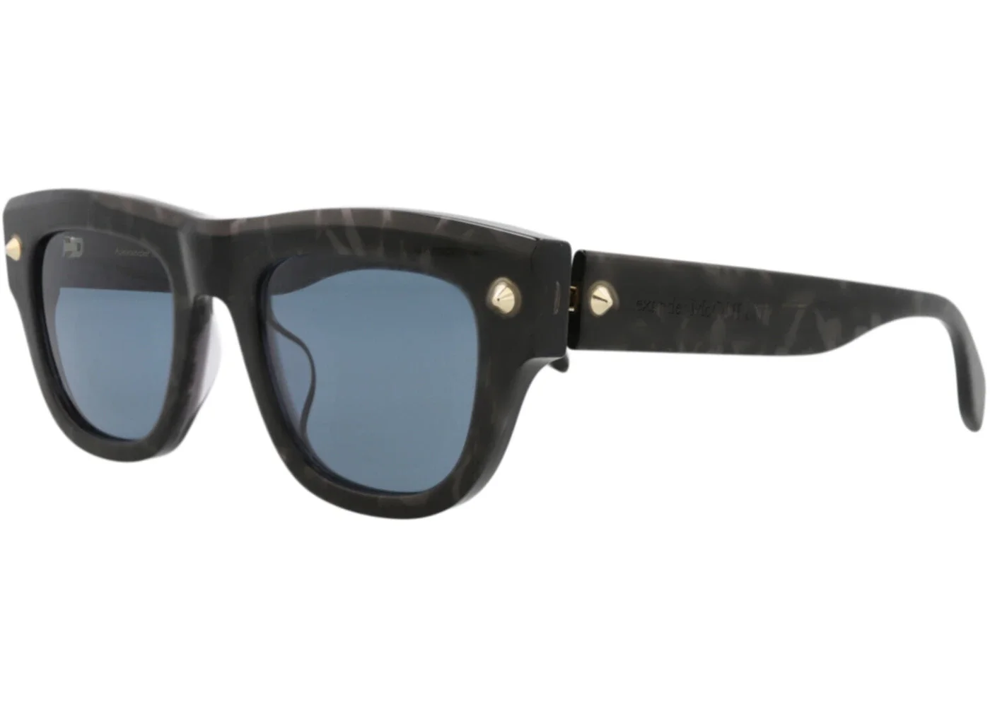 Alexander McQueen Square Rectangle Sunglasses Havana Havana Blue (AM0425S-30014620-003) - 1