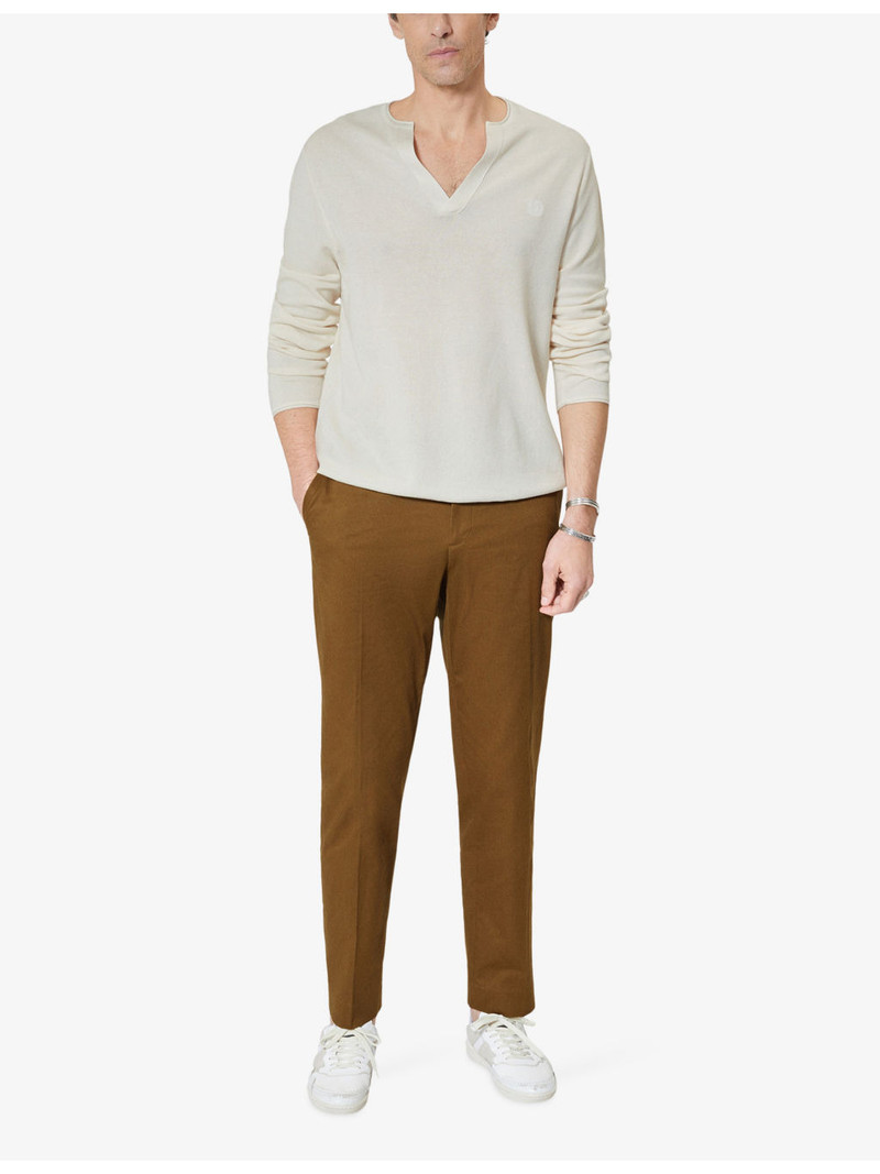 The Kooples Brand-Embroidered Tunisian-Collar Cotton-Knit Sweatshirt outlook
