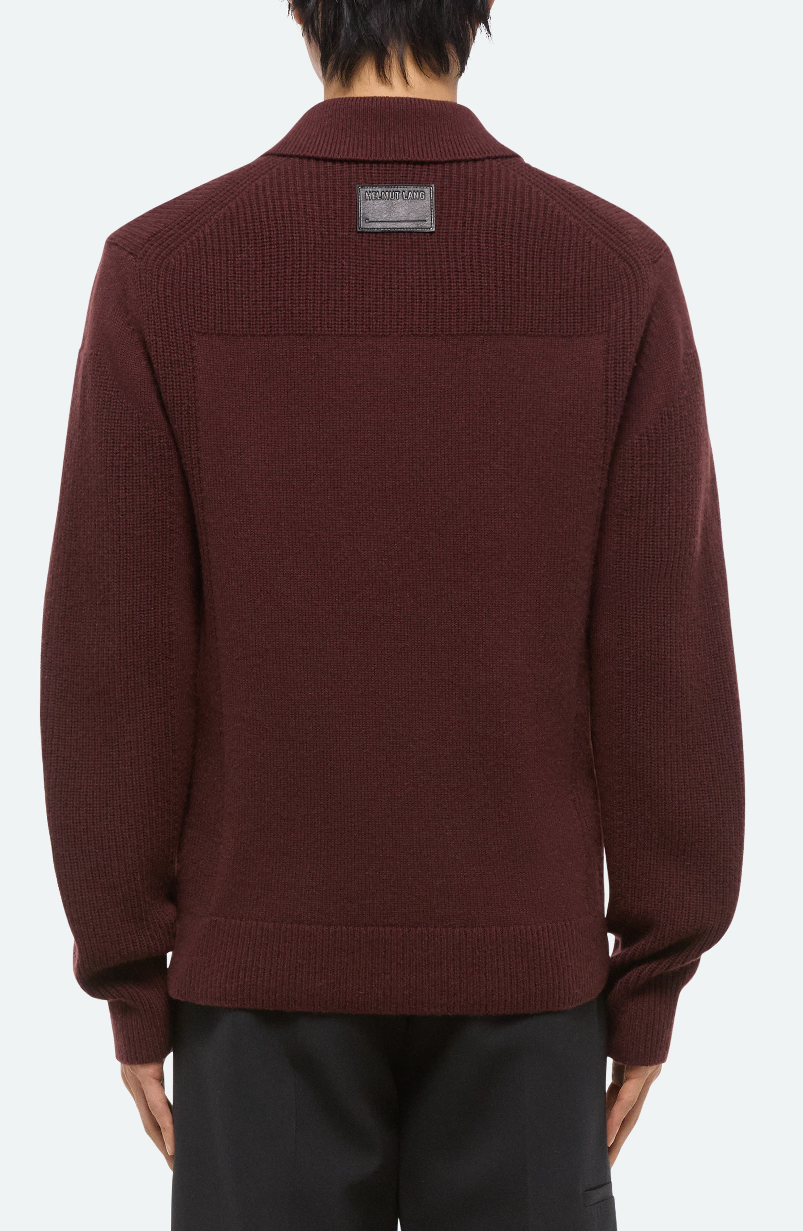 Helmut Lang Block Polo Sweater in Dark Burgundy - 2