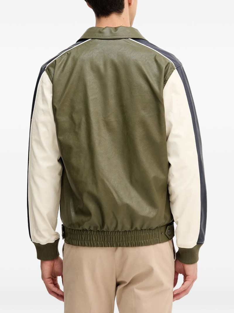 faux-leather zip panelled bomber jacket 3