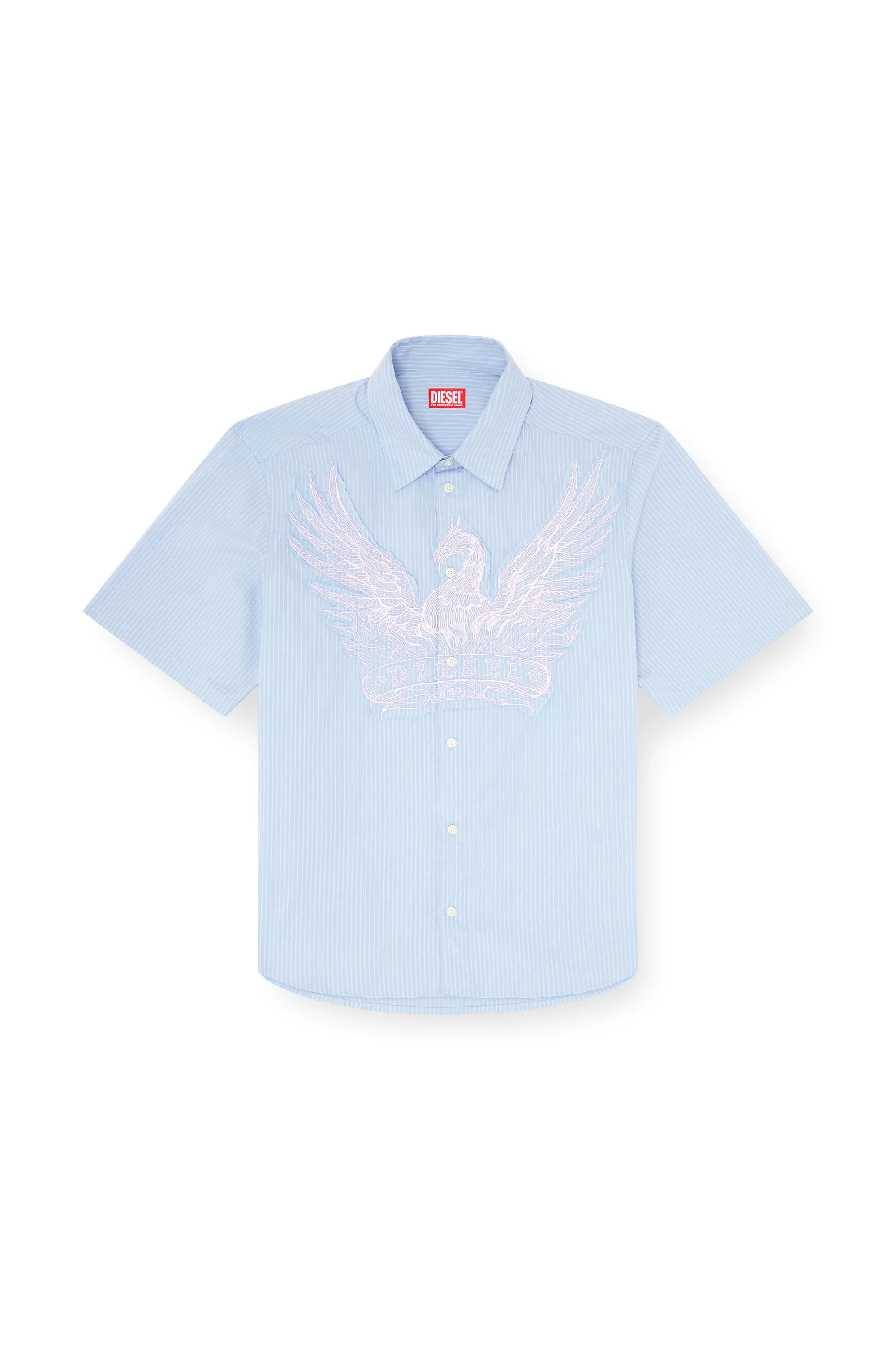 STRIPED POPLIN SHIRT WITH EMBROIDERED PATCH - 1