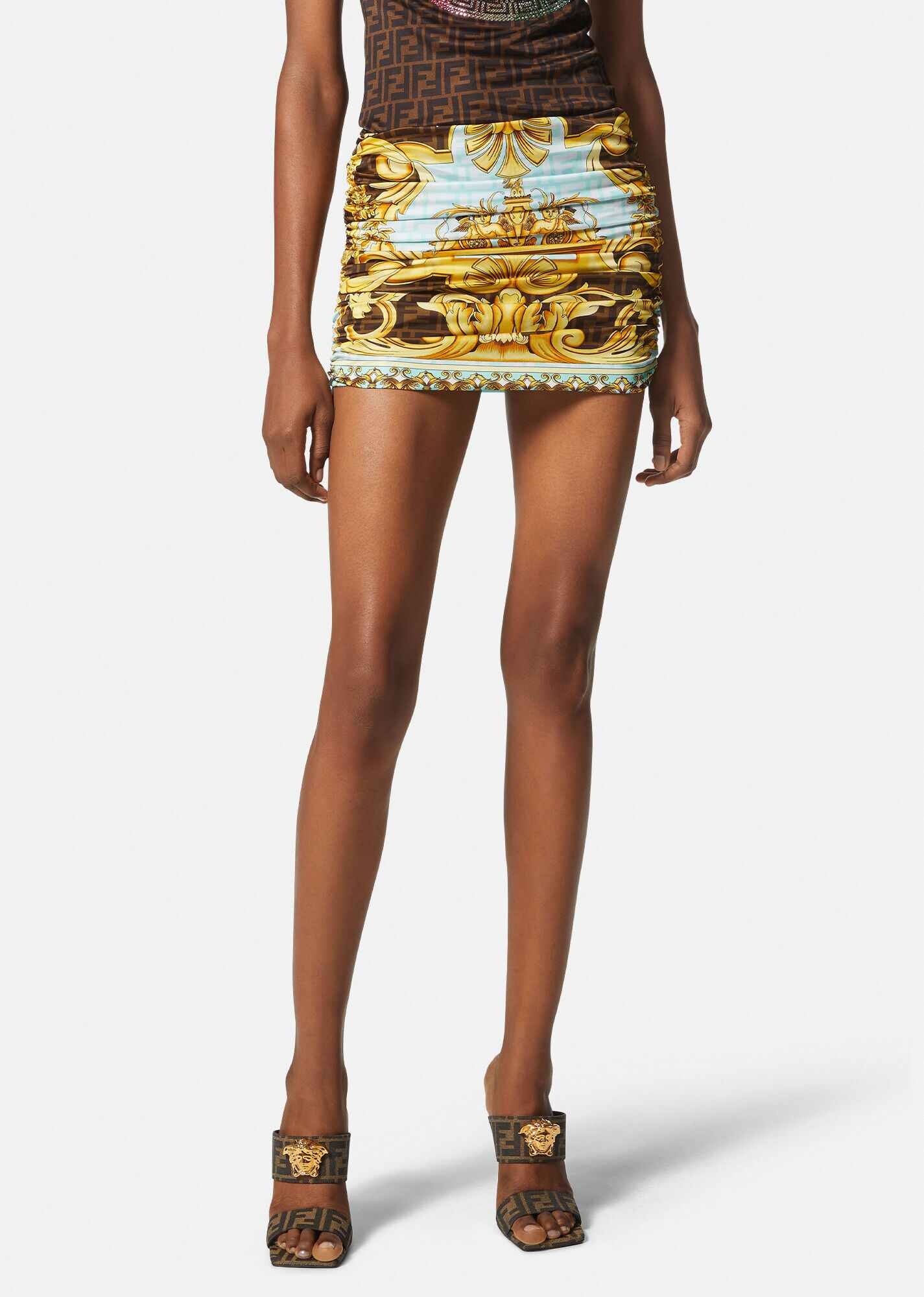 Fendace Gold Baroque Ruched Mini Skirt - 3