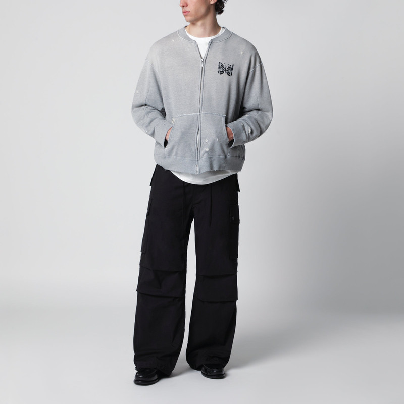 NEEDLES Grey cotton "Deconstructed" zip-up sweatshirt outlook