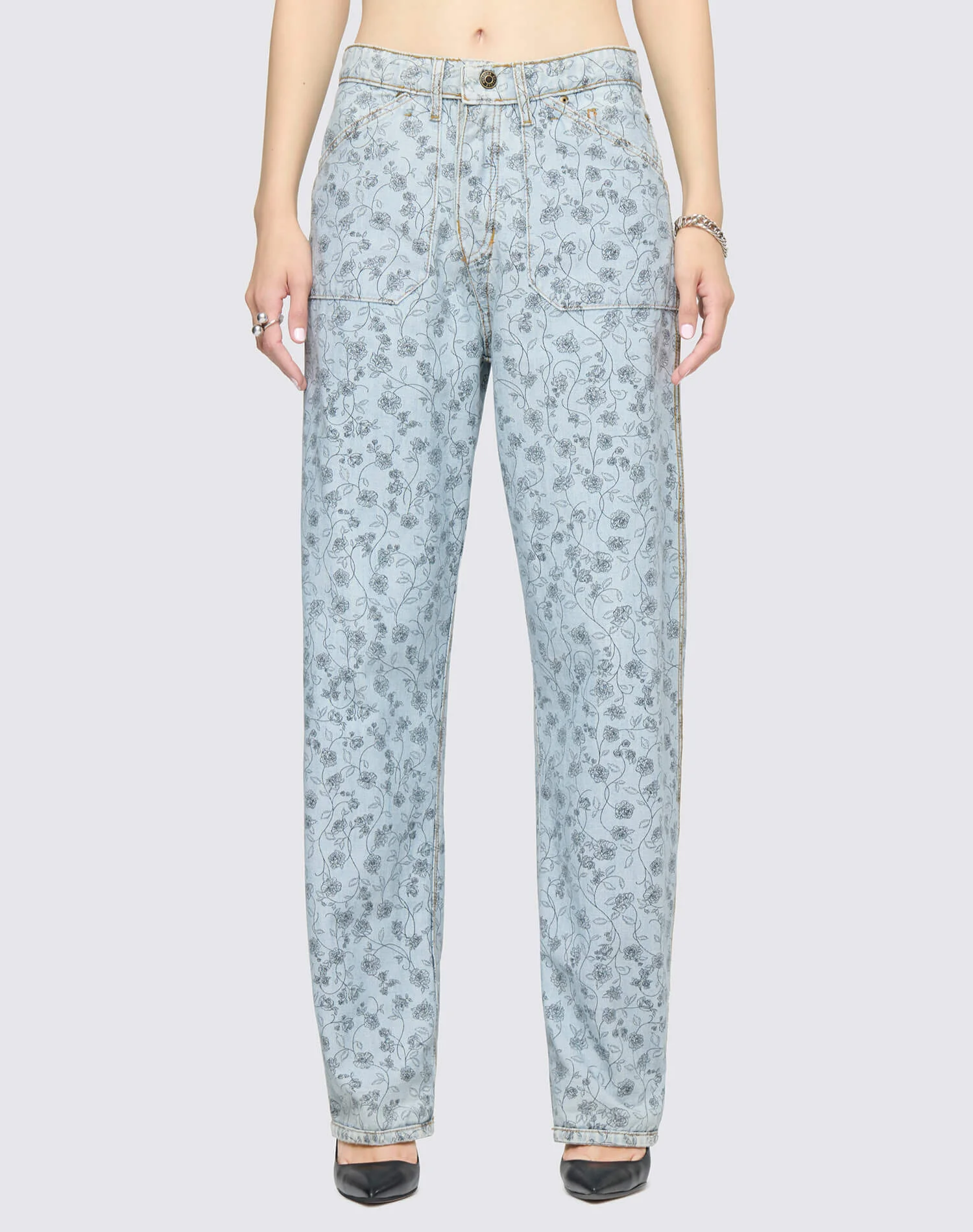 The Rewind Jean - Love Letter Blue Floral - 1
