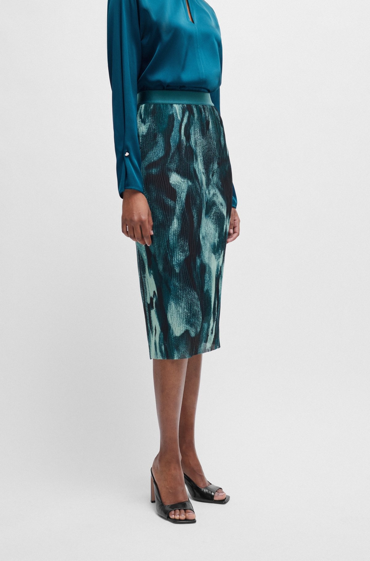 STRETCH-TULLE SLIM-FIT SKIRT WITH SEASONAL PRINT - 2