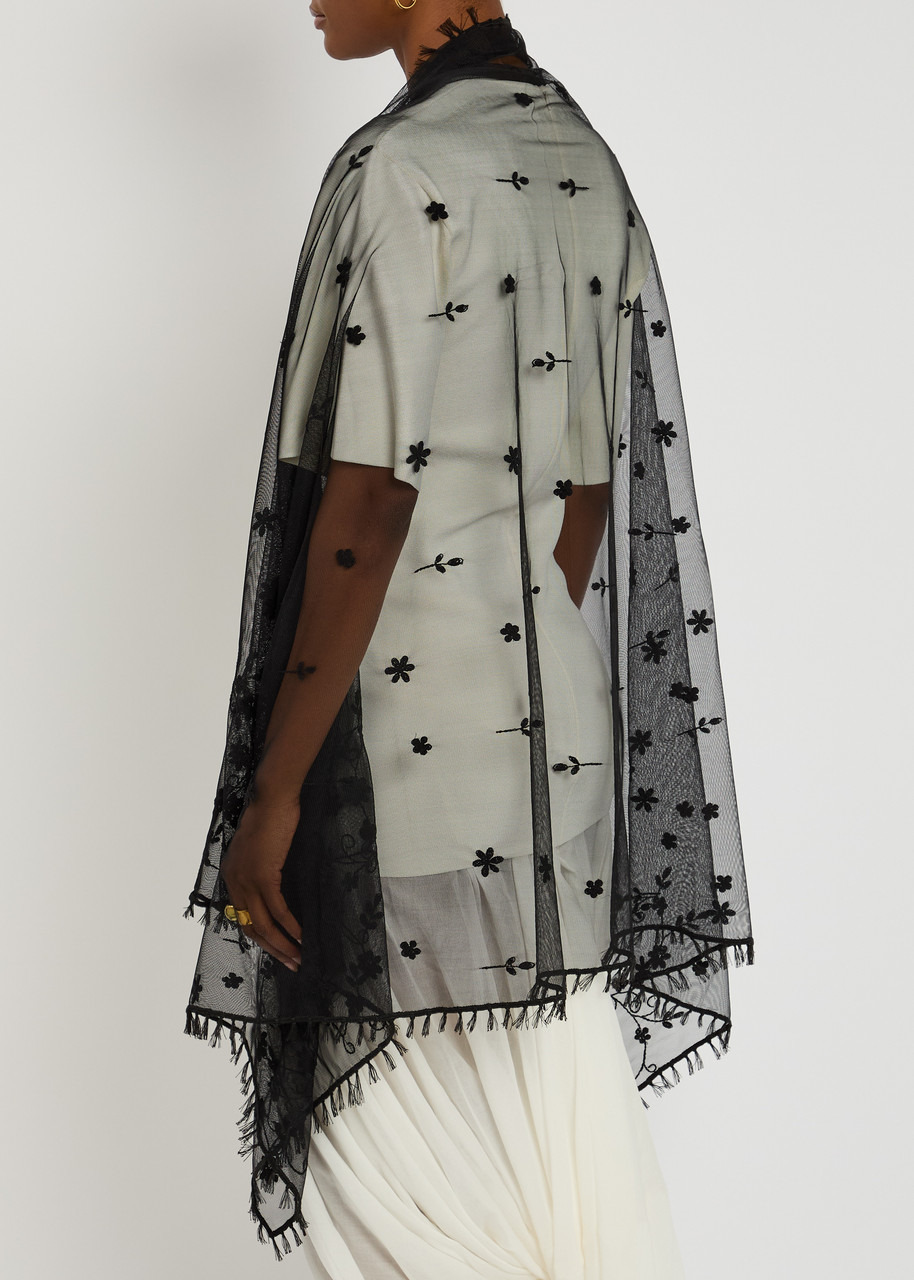 Toteme Floral-embroidered Tulle Shawl - 6