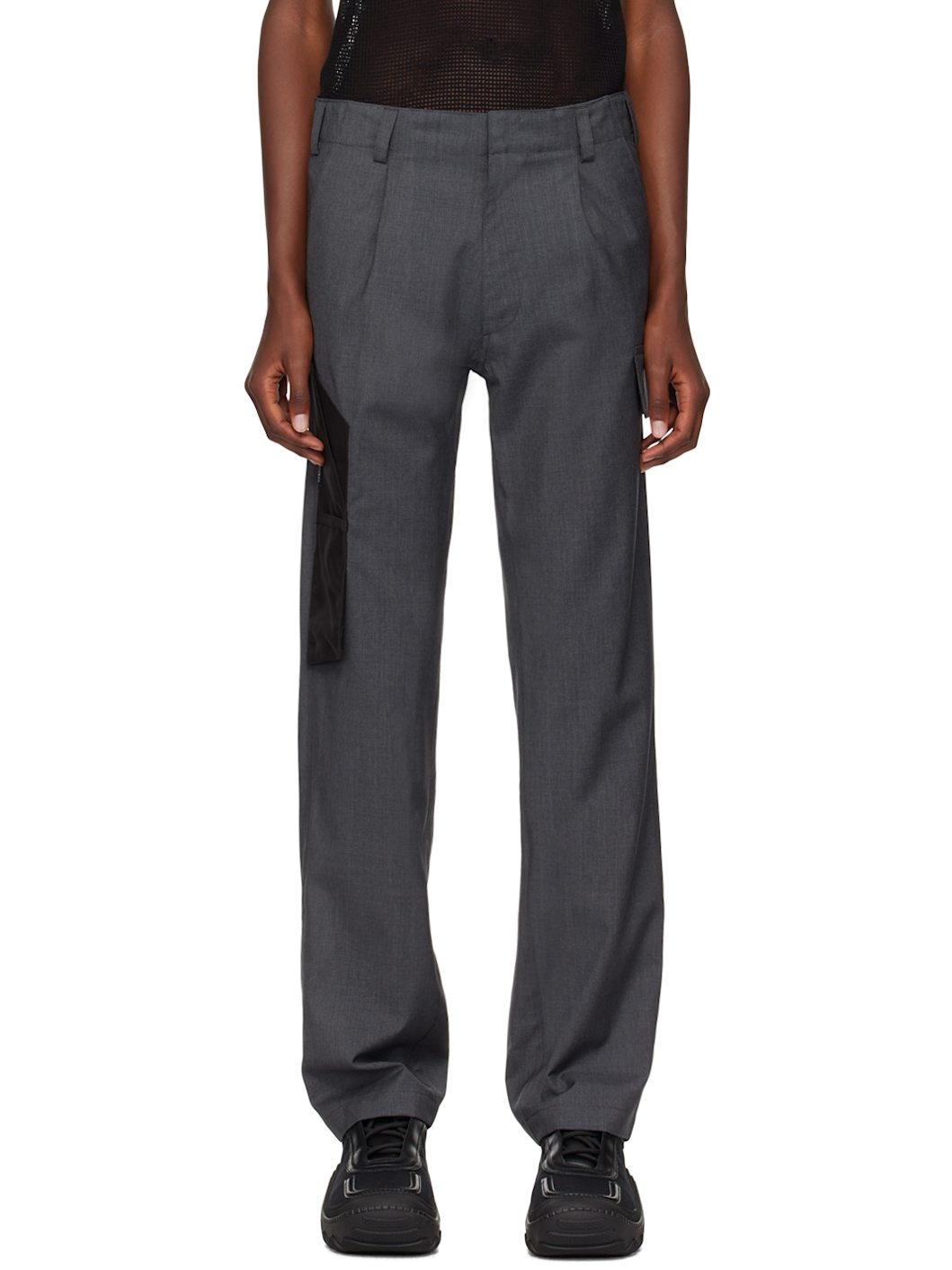 Gray Knife Pocket Cargo Pants - 1