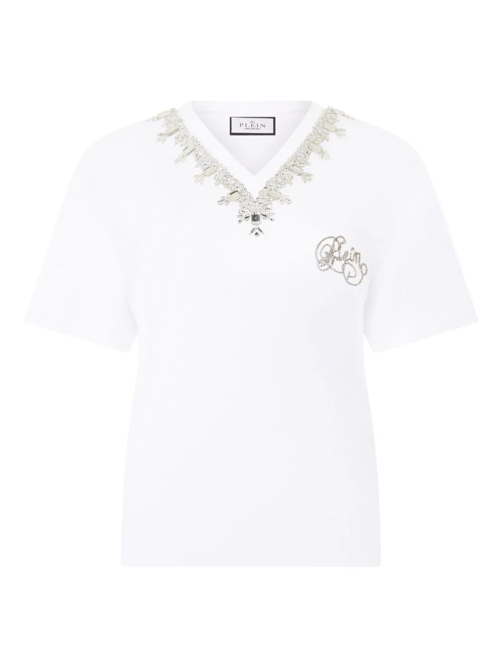 embroidered V-neck T-shirt - 1