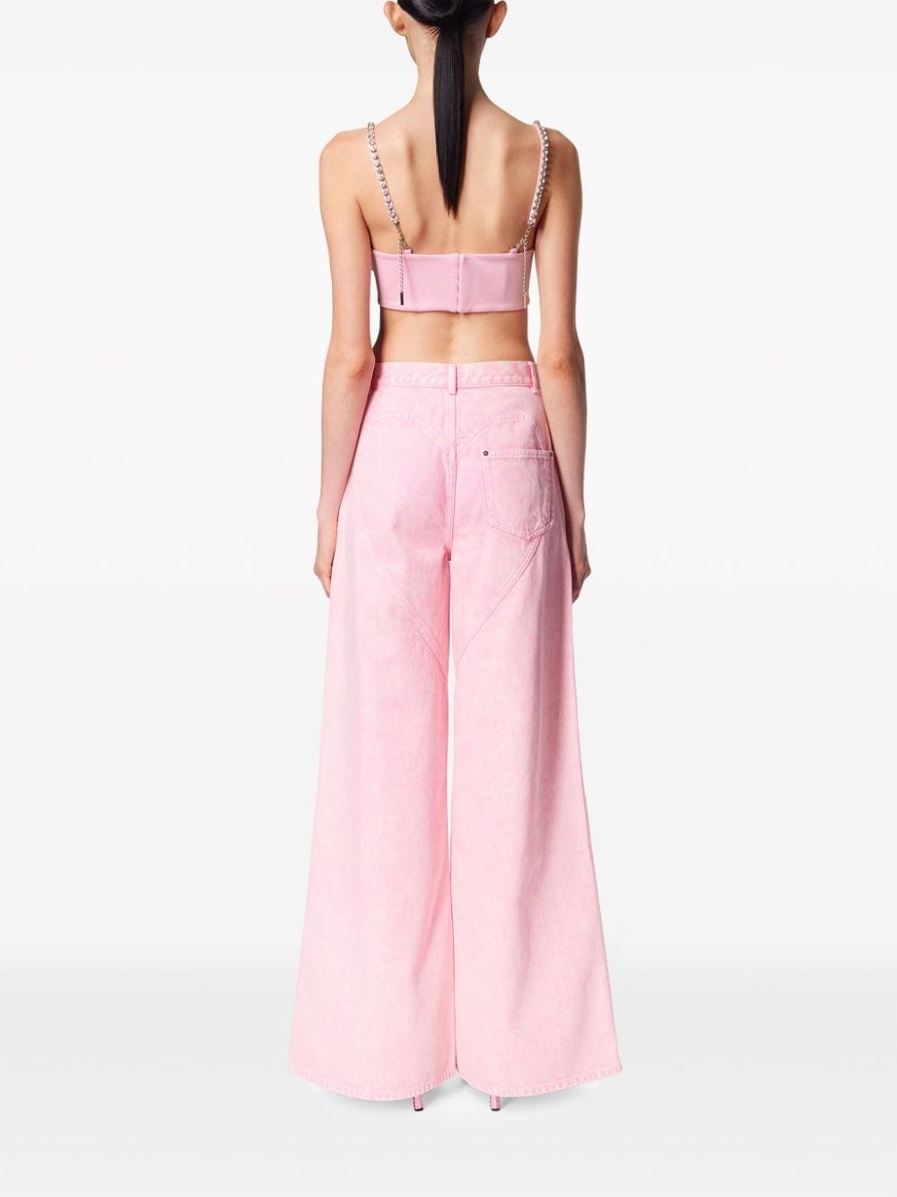 crystal-embellished high-rise wide-leg jeans - 4