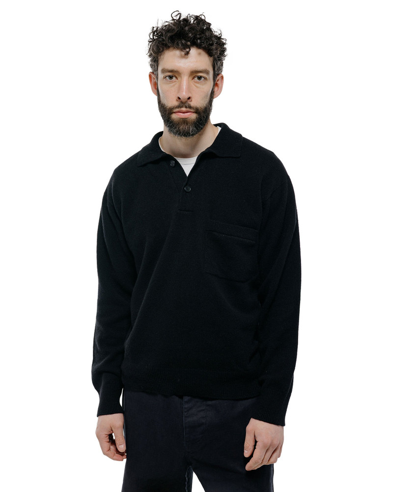 MARGARET HOWELL Seamless Pocket Polo Shirt Merino Cashmere Black outlook