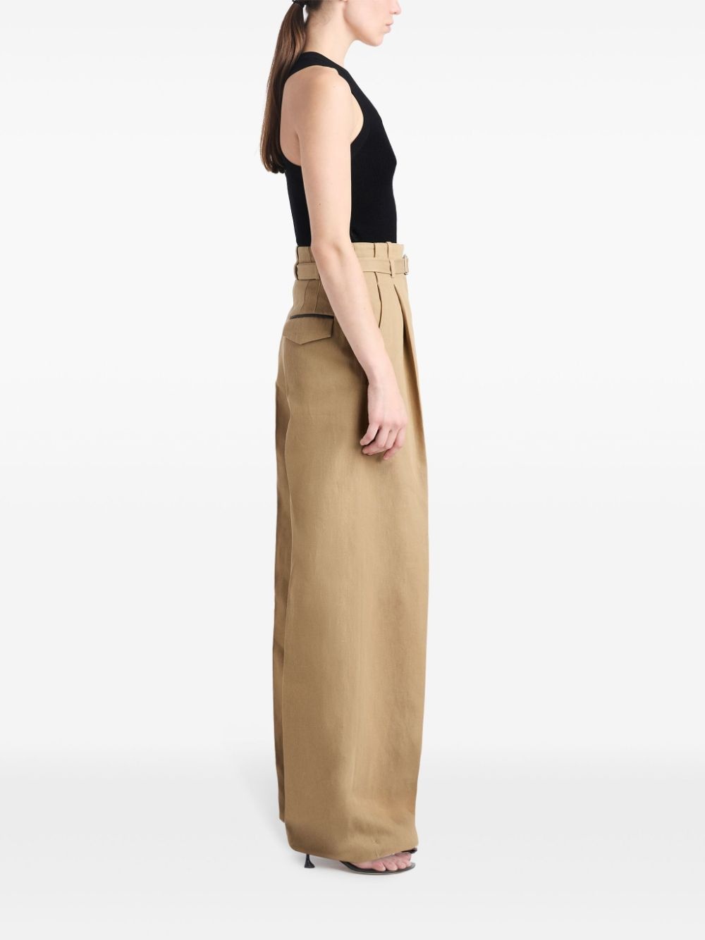 Dana wide-leg cotton-linen trousers - 3
