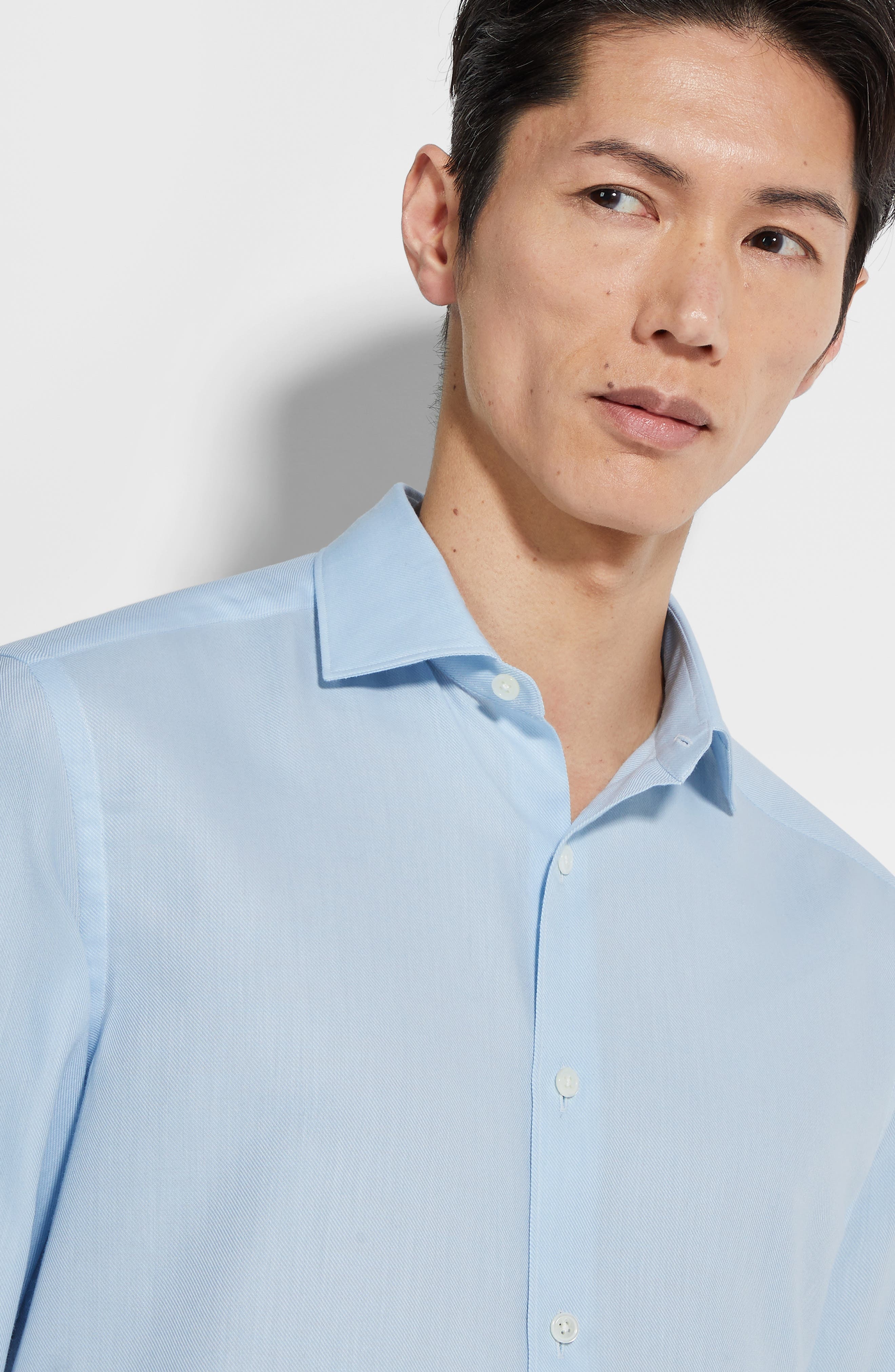 ZEGNA Cashco Cotton & Cashmere Button-Up Shirt in Ghiaccio at Nordstrom - 4