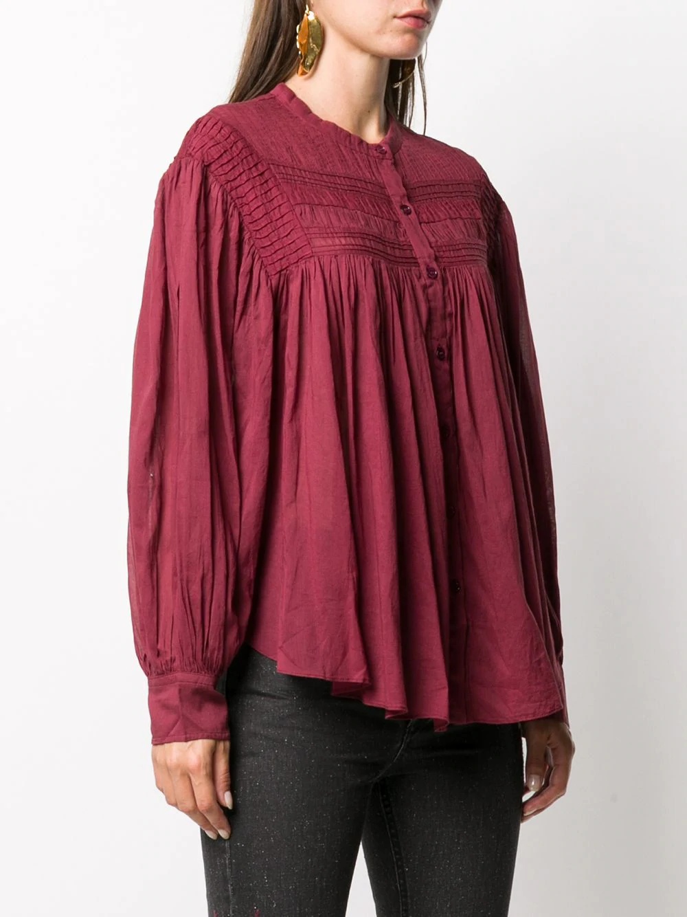 pleated button-up shirt - 3