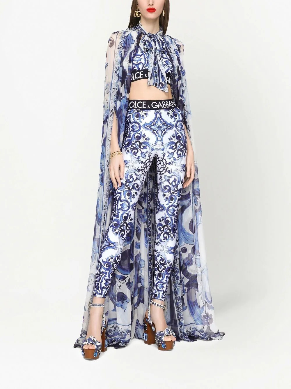 Majolica-print silk lightweight coat - 2