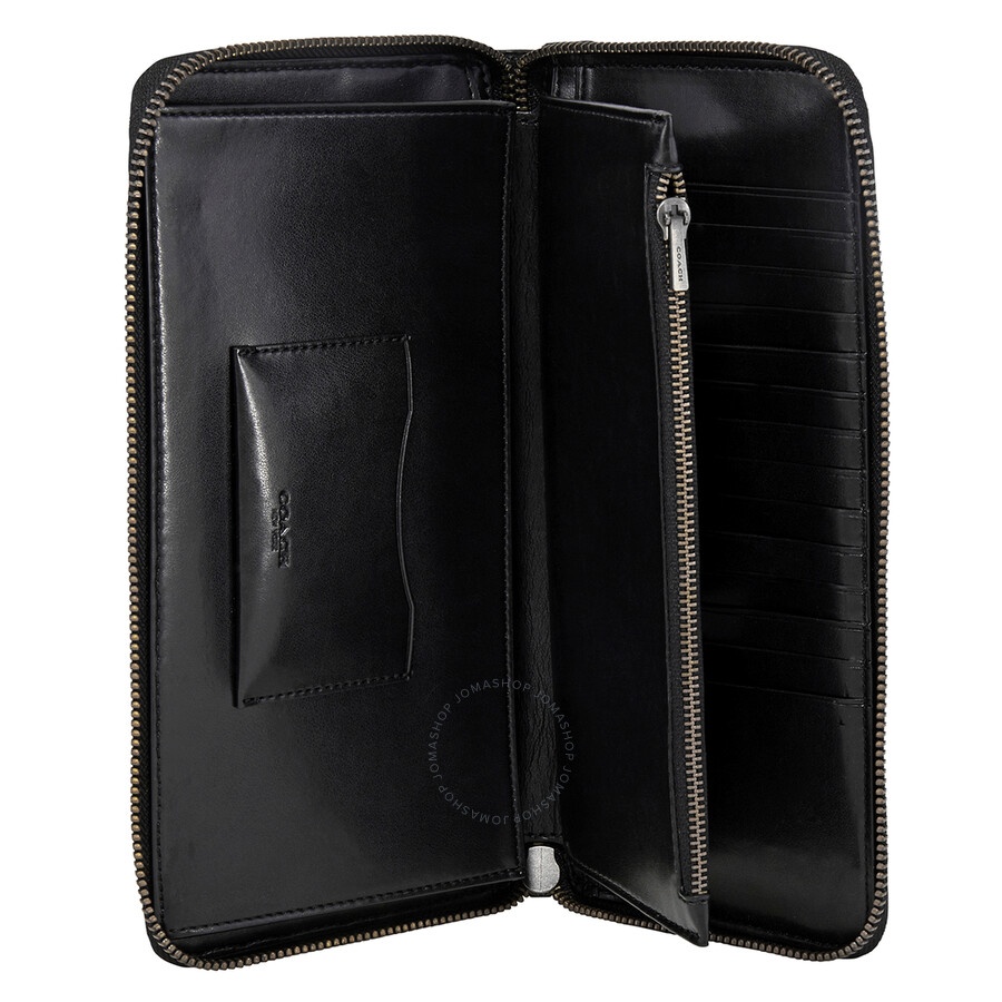 Coach Black Men's Travel Wallet In Signature Leather - 6