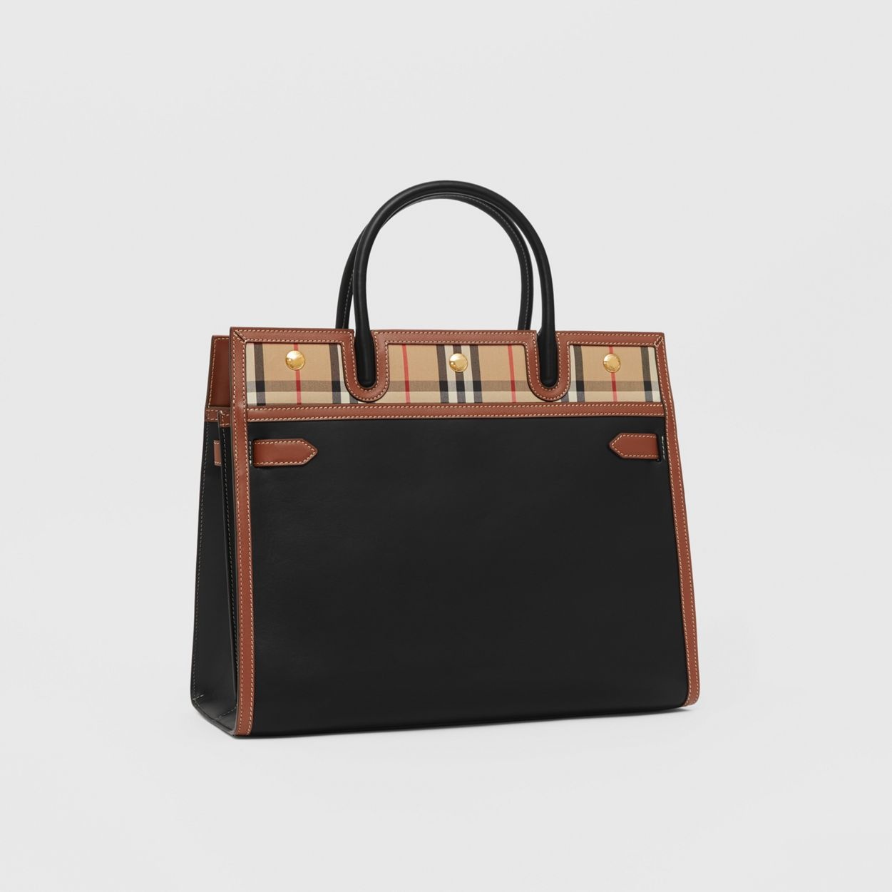 Medium Leather and Vintage Check Two-handle Title Bag - 7