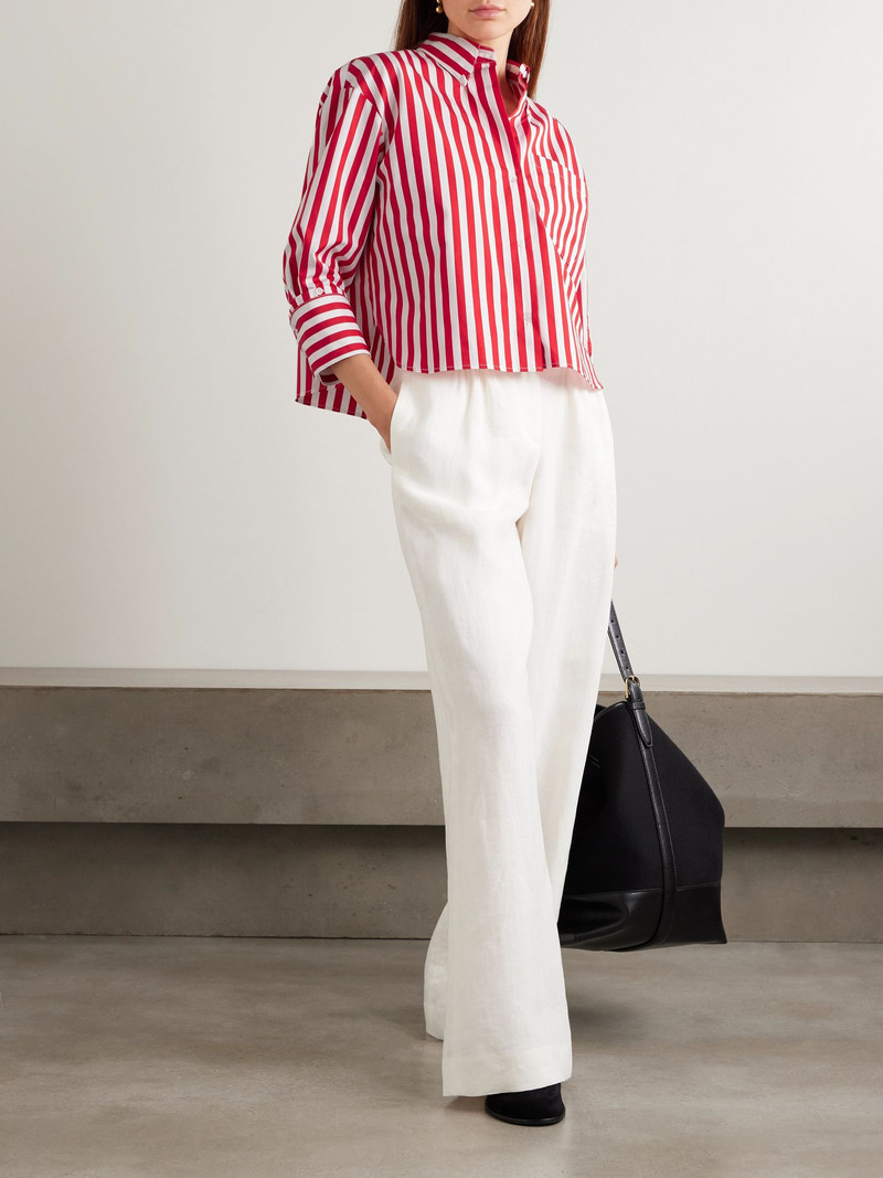 TWP J.D. striped cotton-poplin shirt Red outlook