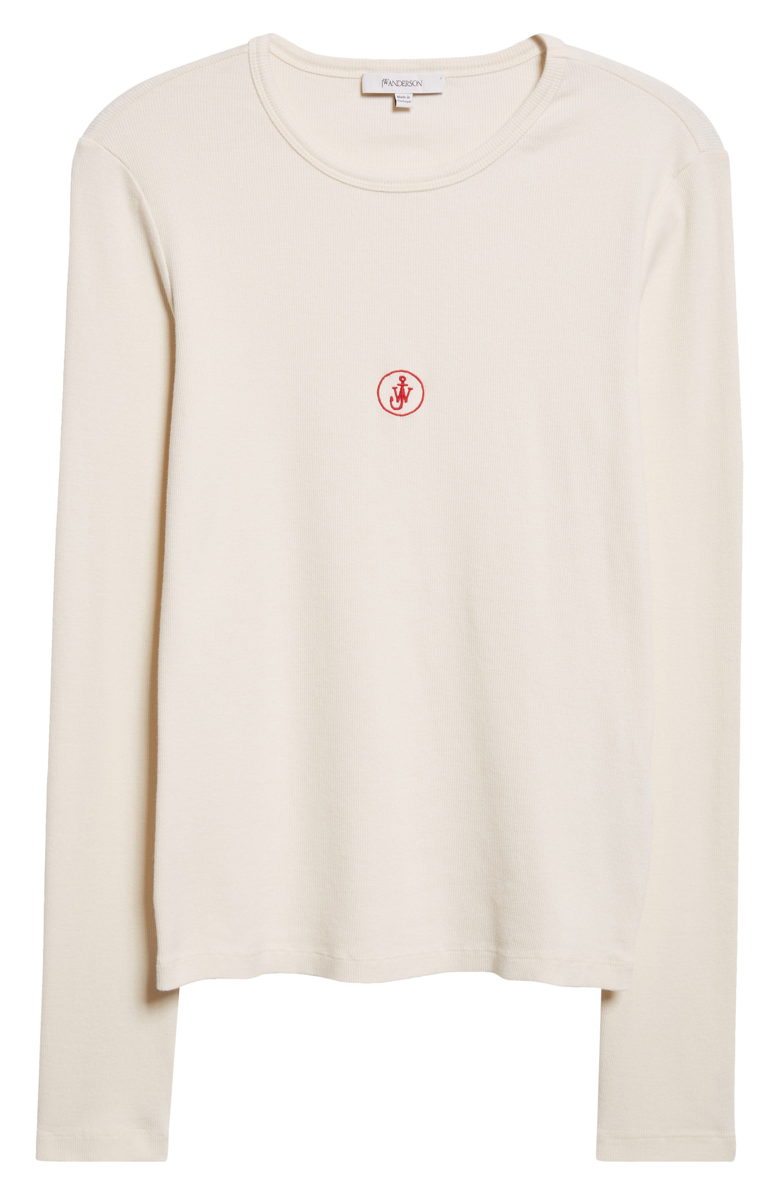 JW Anderson Anchor Embroidered Long Sleeve Underpinning Top in 002 Off White at Nordstrom - 1
