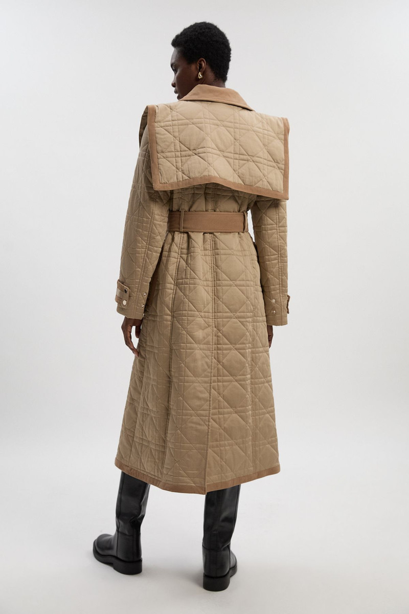 Quilted Padded Cord Mix Trench Coat 5