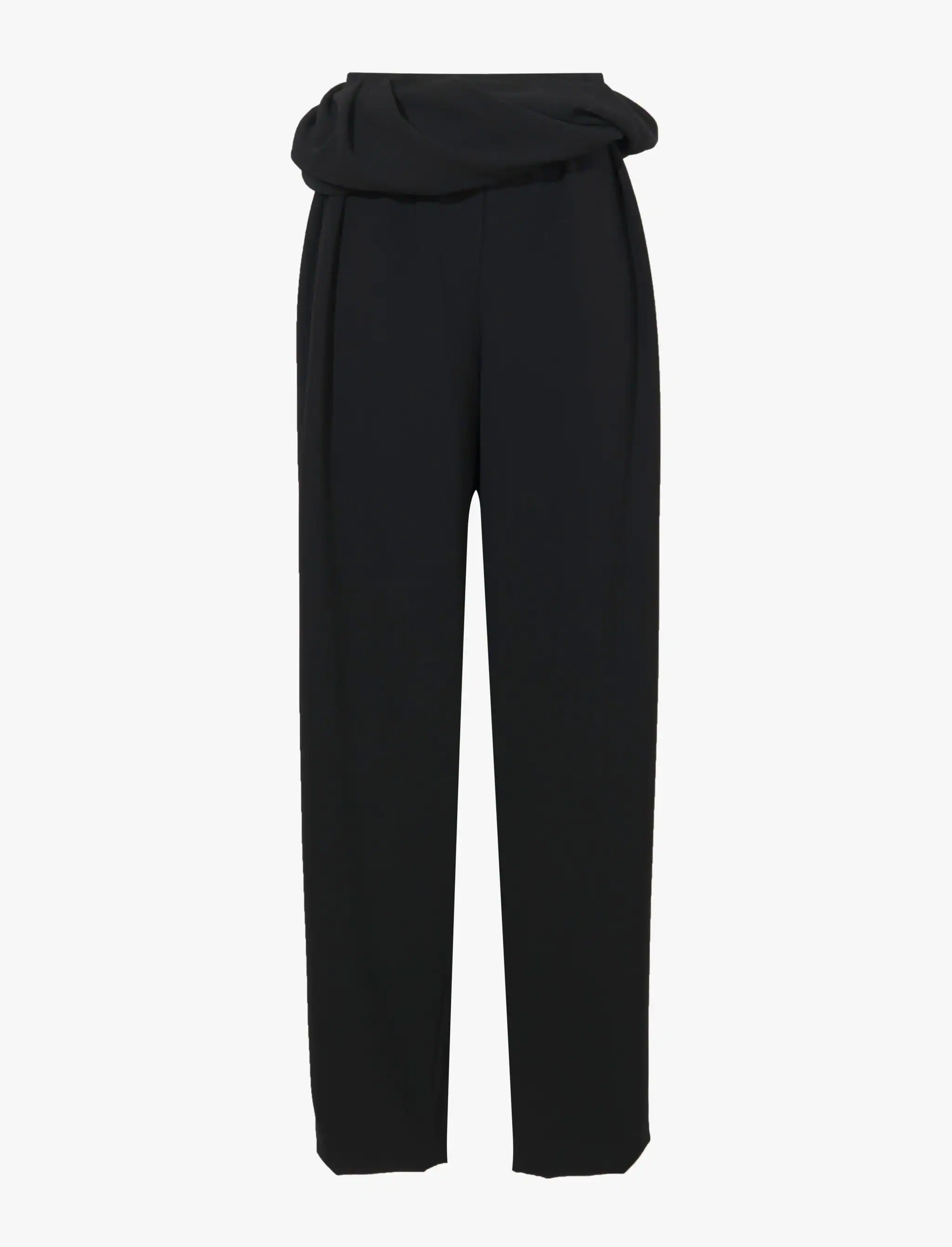 Matte Viscose Crepe Roll Waist Pants - 1
