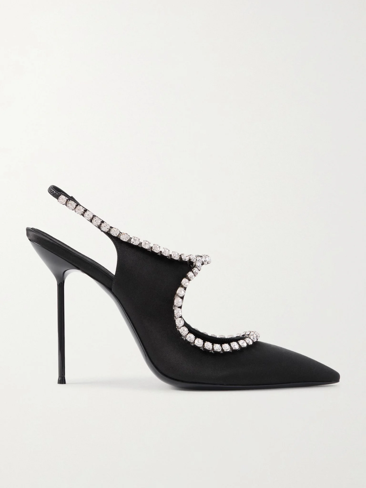 Lidia crystal-embellished satin Mary Jane pumps Black - 1