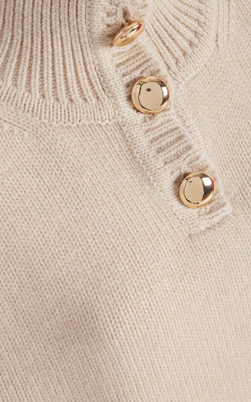 The Rowe Cropped Cashmere Henley Sweater taupe 4