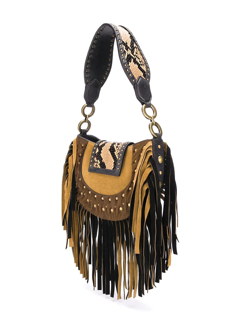 oversized buckle fringe shoulder bag - 3