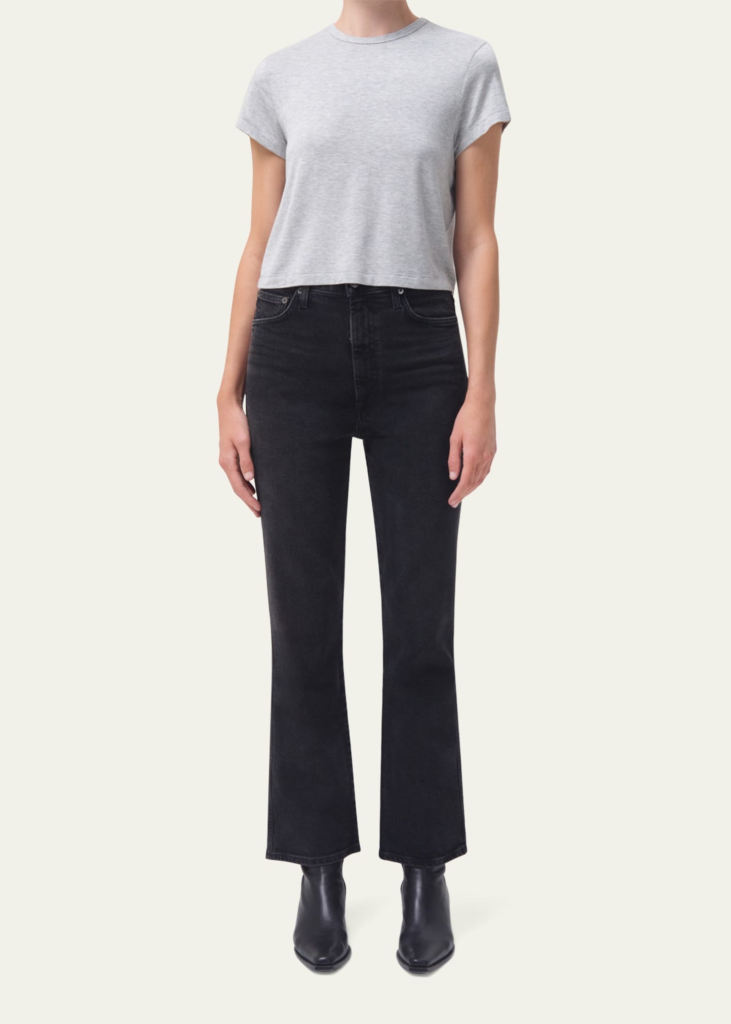 Adine Cropped Cotton Crewneck Tee - 2