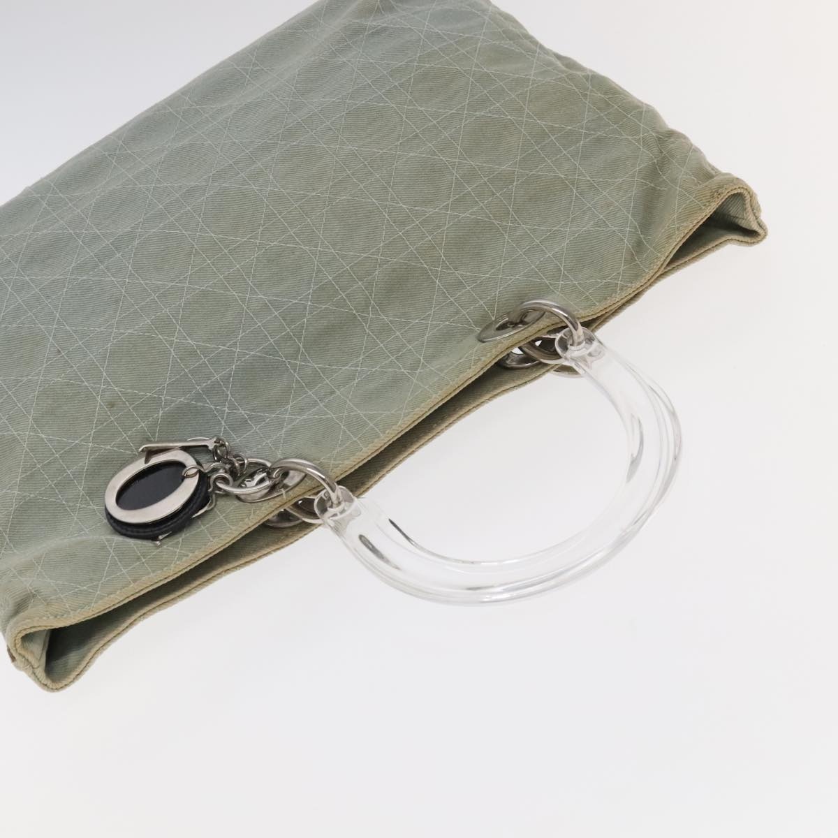DIOR Canage Hand Bag Denim Blue Silver - 6